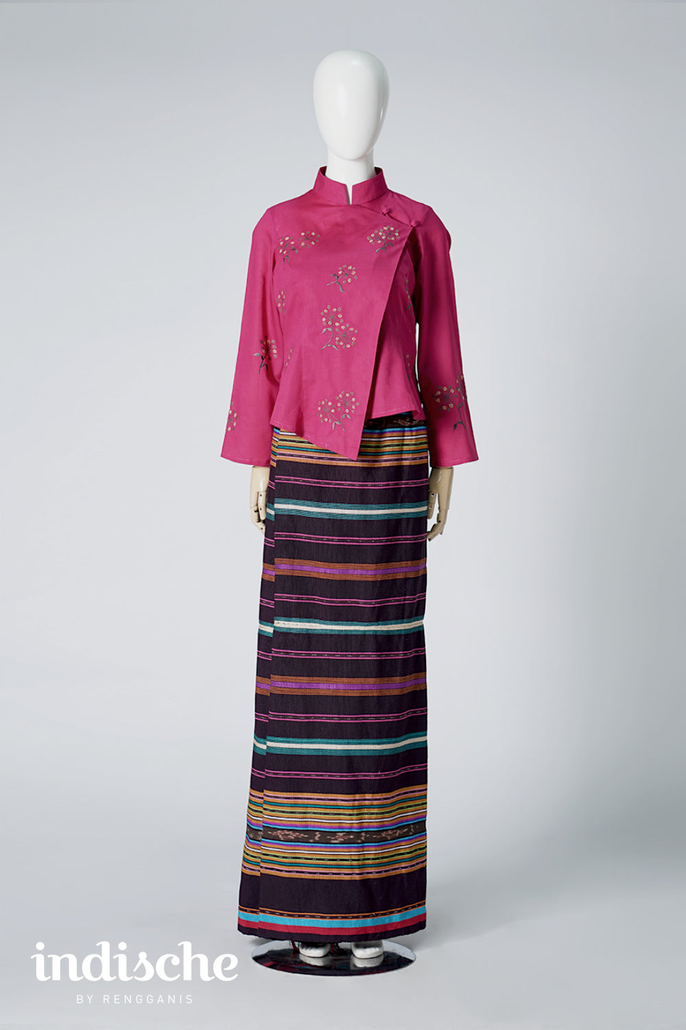Long Sleeved Kebaya Beskap Adas in Fuschia