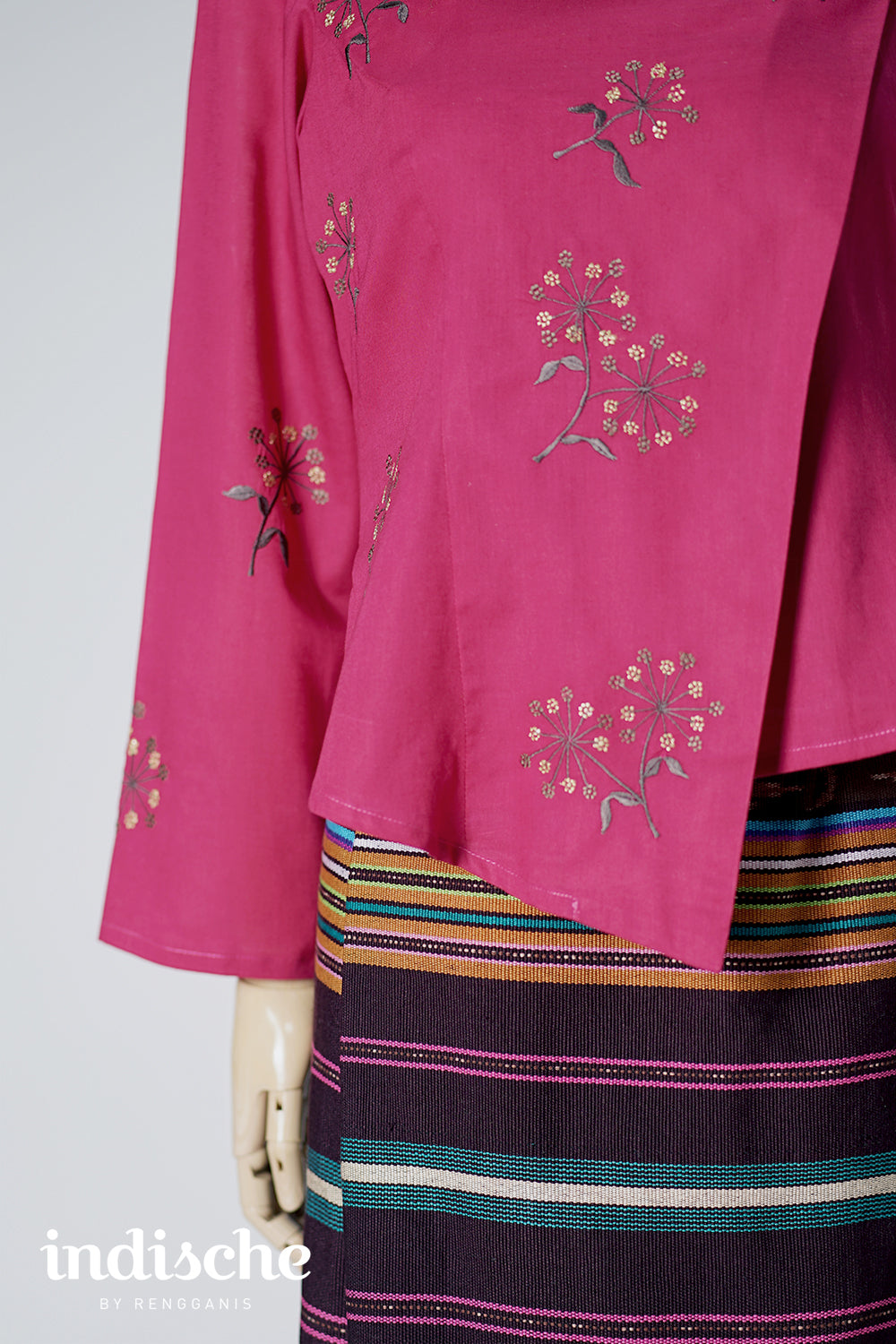 Long Sleeved Kebaya Beskap Adas in Fuschia
