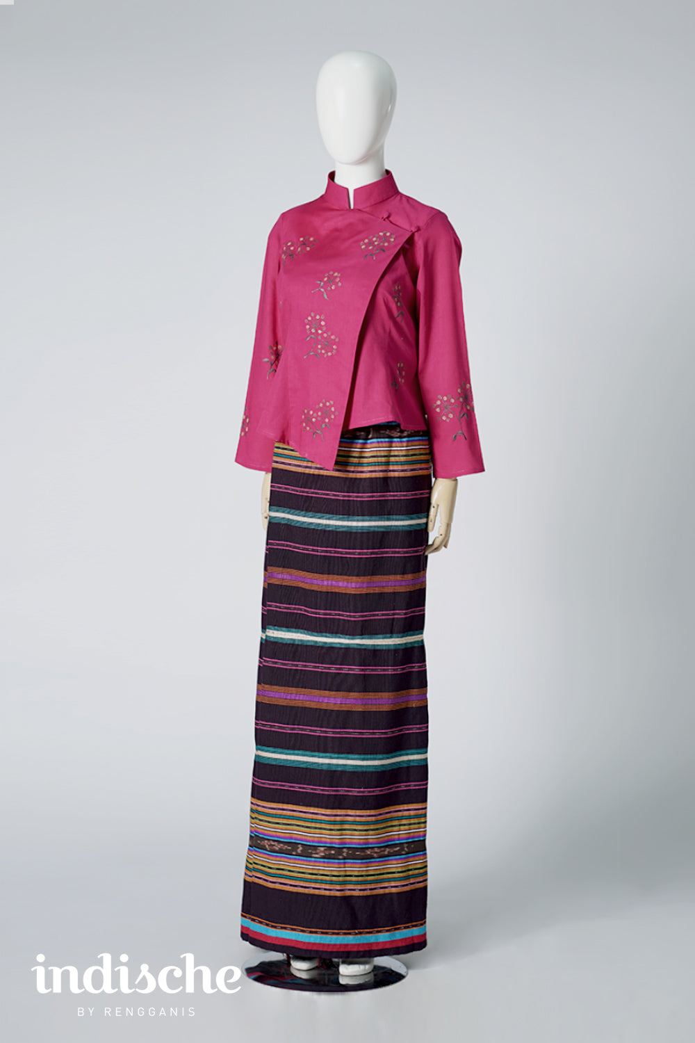 Long Sleeved Kebaya Beskap Adas in Fuschia