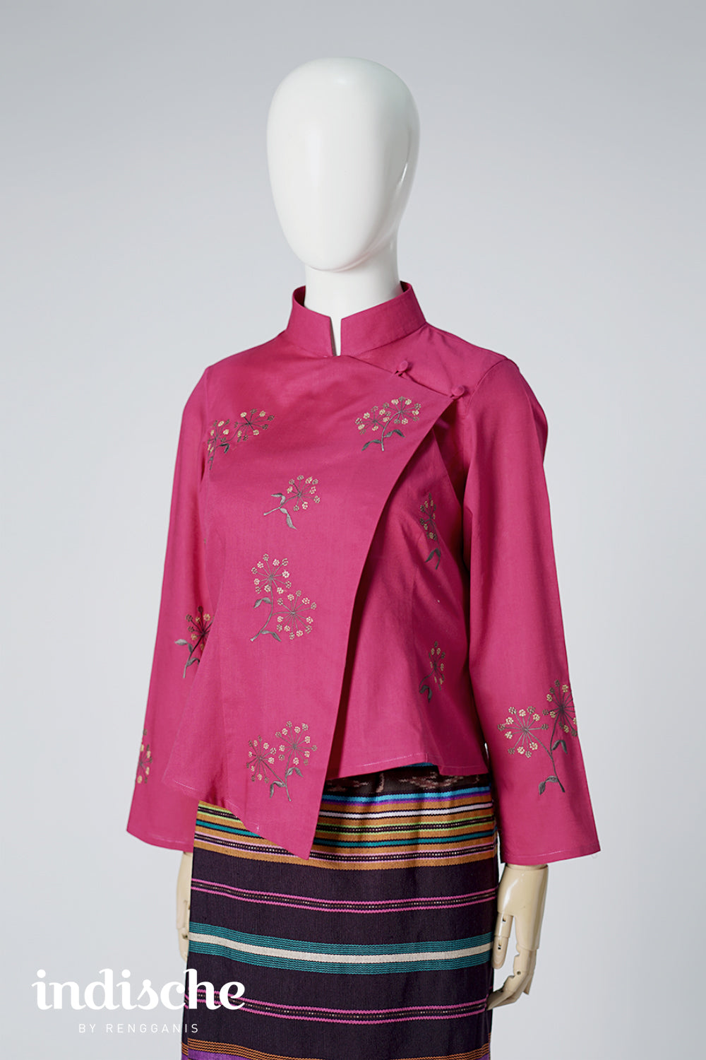 Long Sleeved Kebaya Beskap Adas in Fuschia