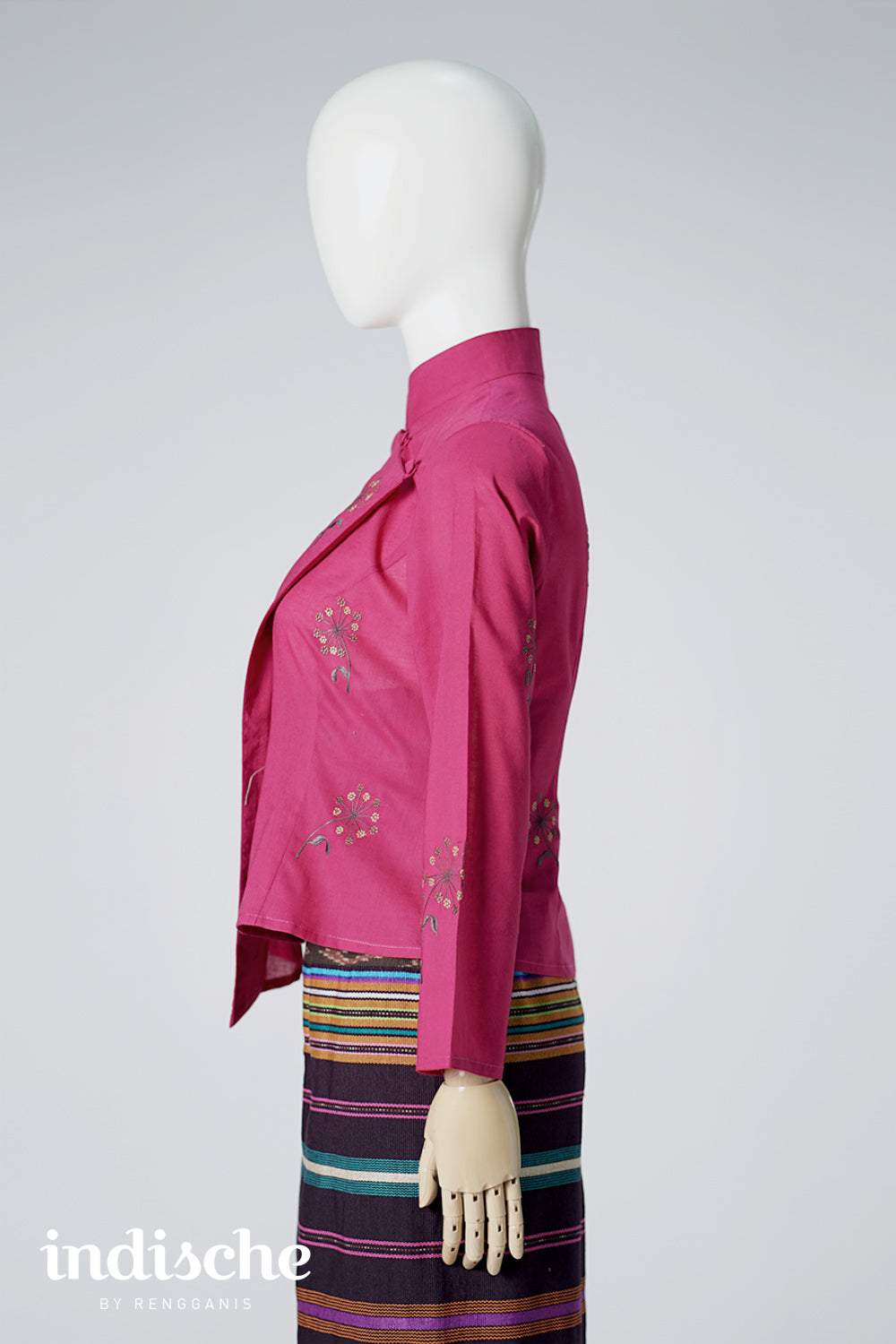 Long Sleeved Kebaya Beskap Adas in Fuschia