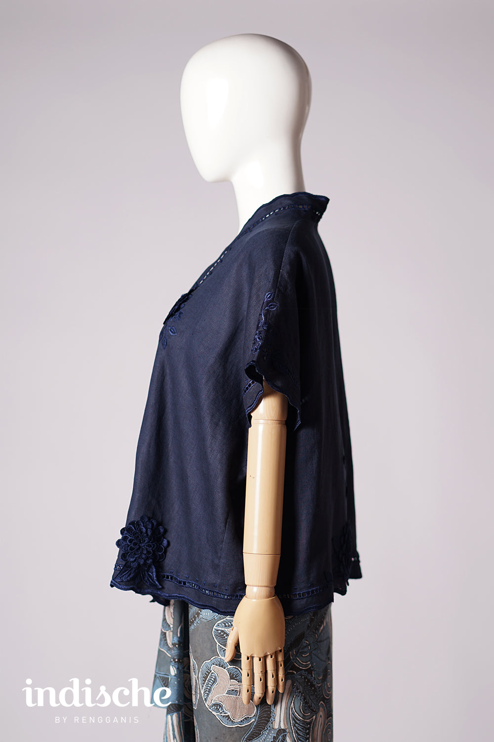 Dahlia Oversized Kebaya in Navy Blue