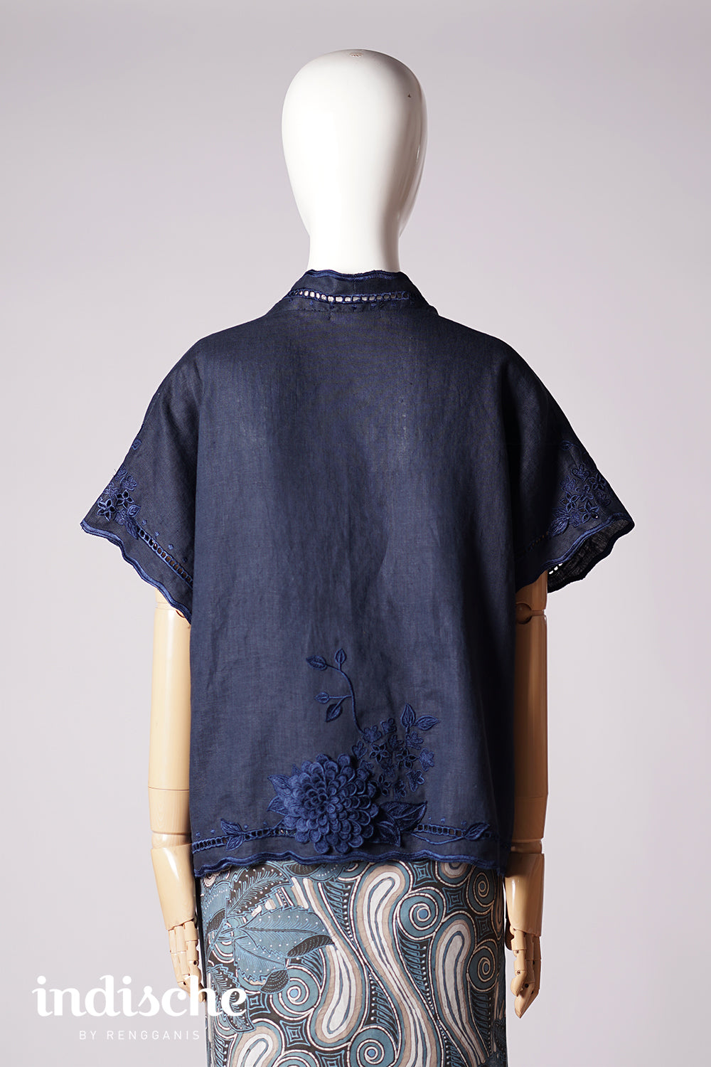 Dahlia Oversized Kebaya in Navy Blue