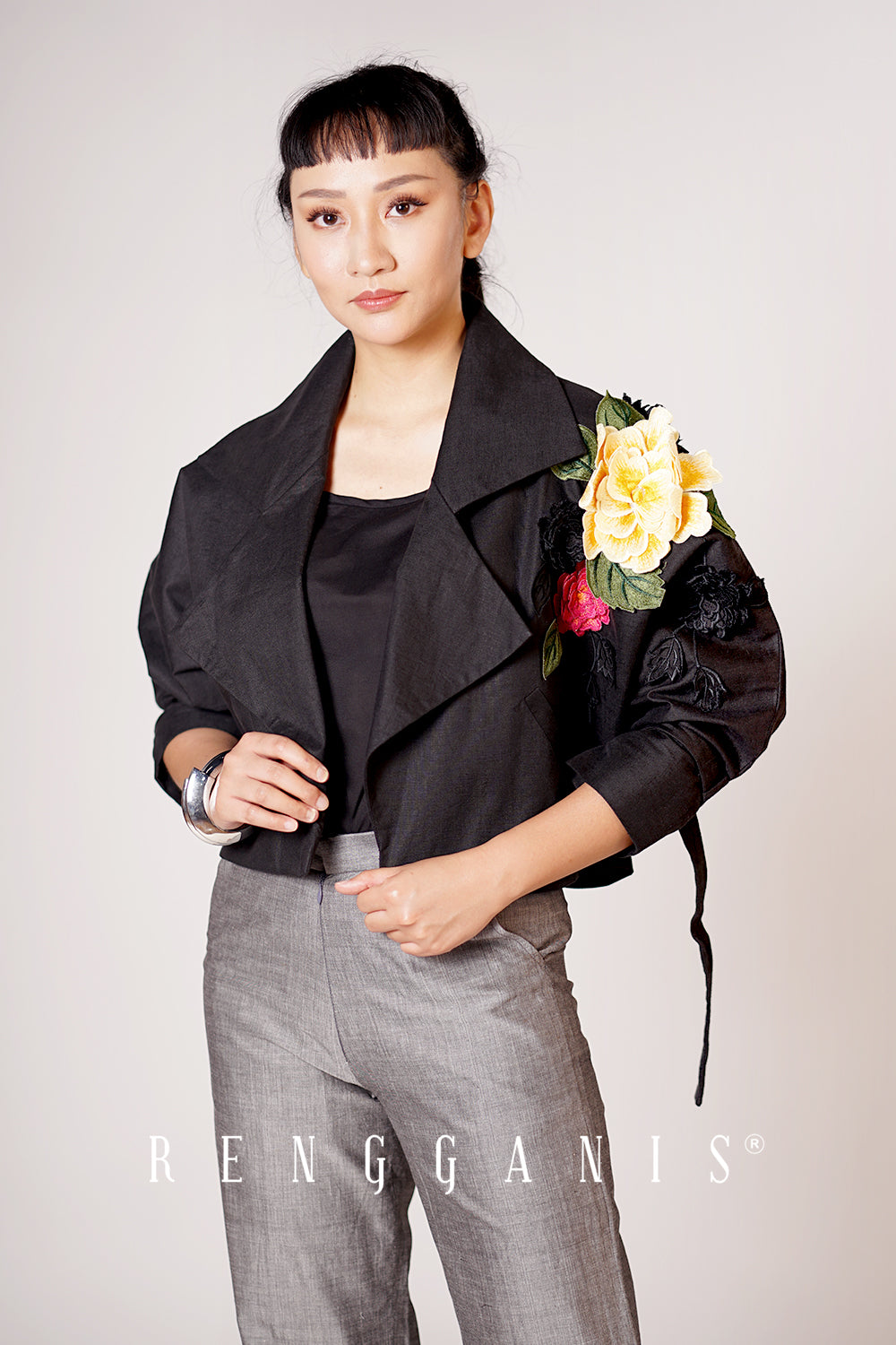Little Garden Cropped Jacket in Black