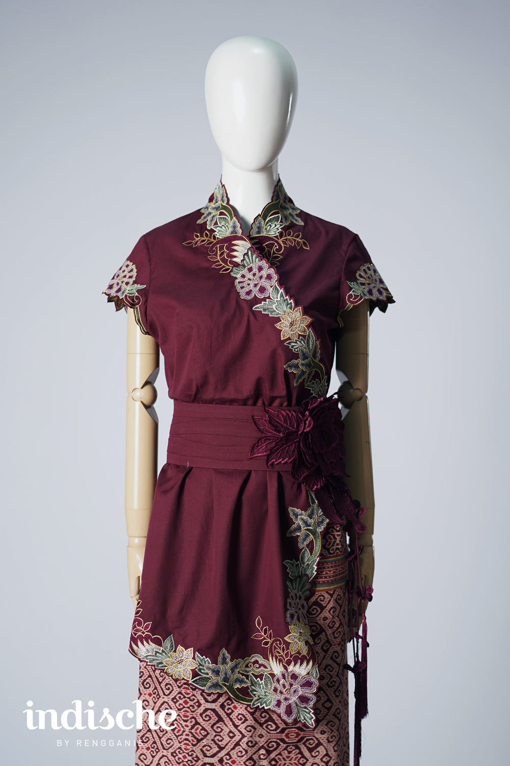 Short Sleeved Peonies Prelude in Deep Berry