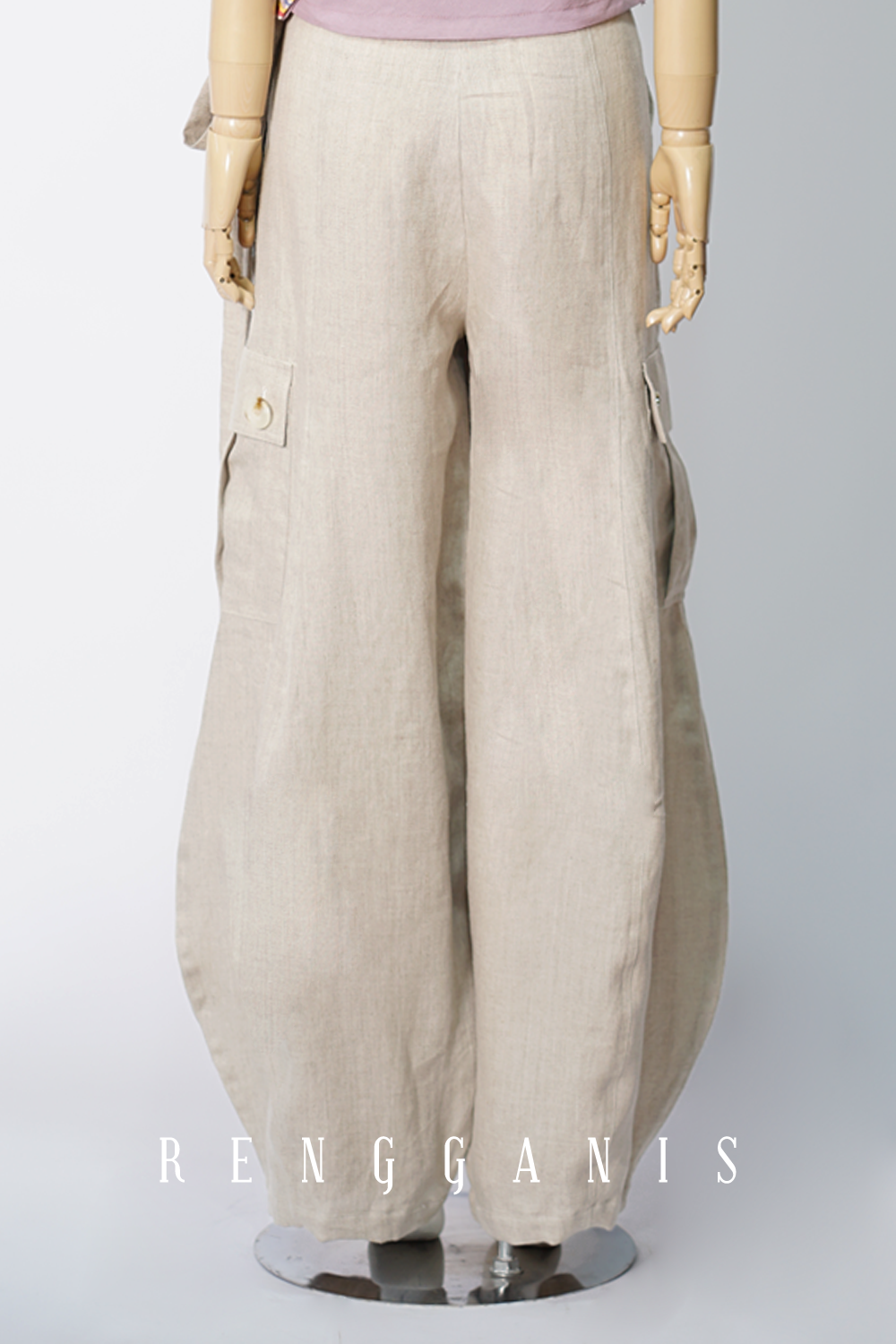 Cargo Balloon Tie Pants in Linen