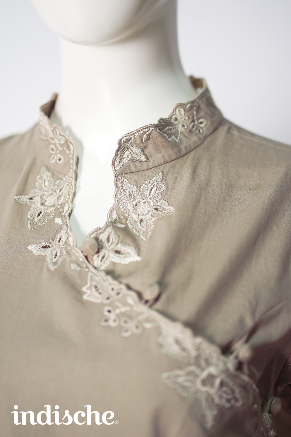 Kebaya Cheongsam in Khaki