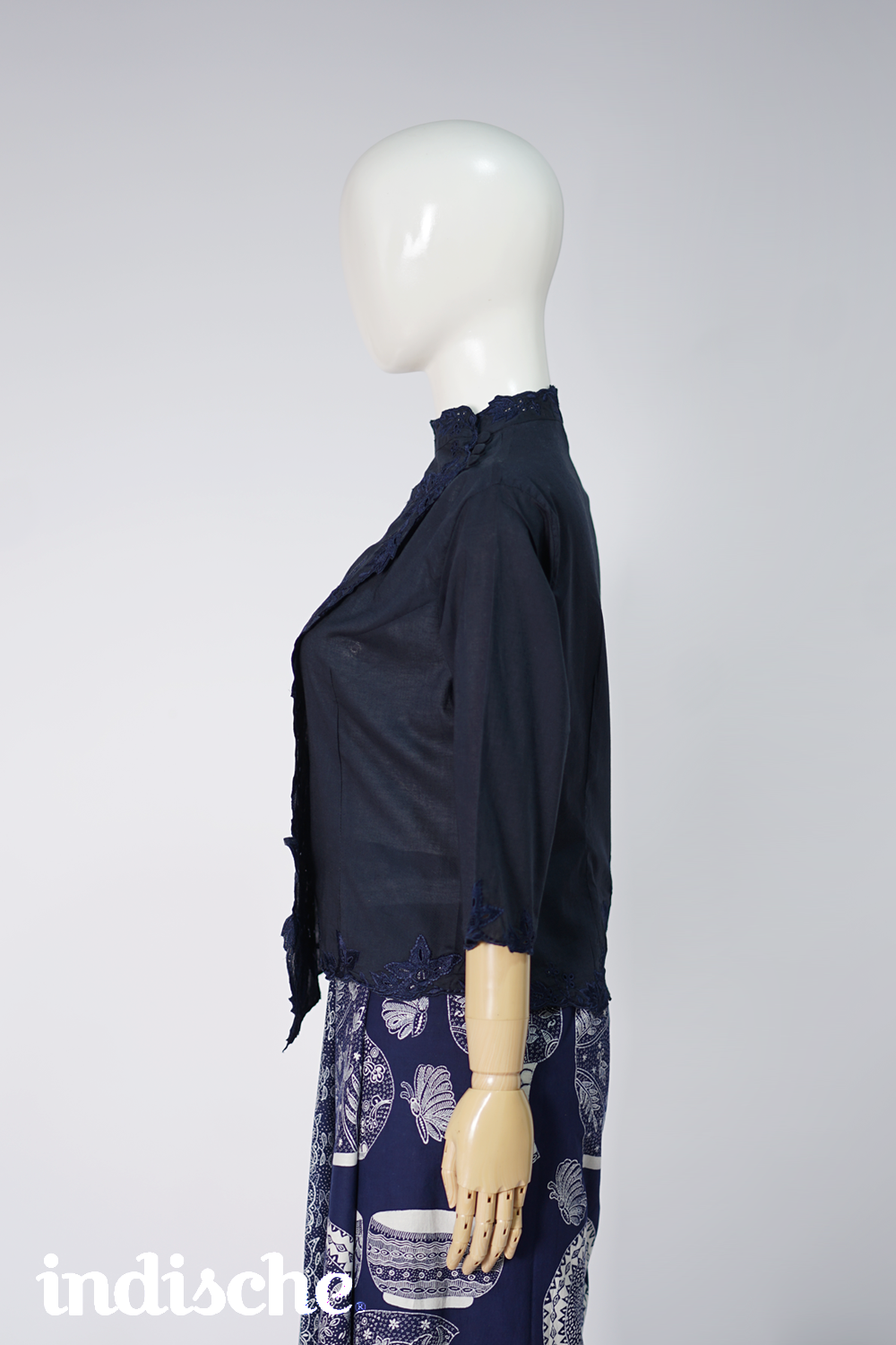 3/4 Sleeved Kebaya Beskap in Navy Blue