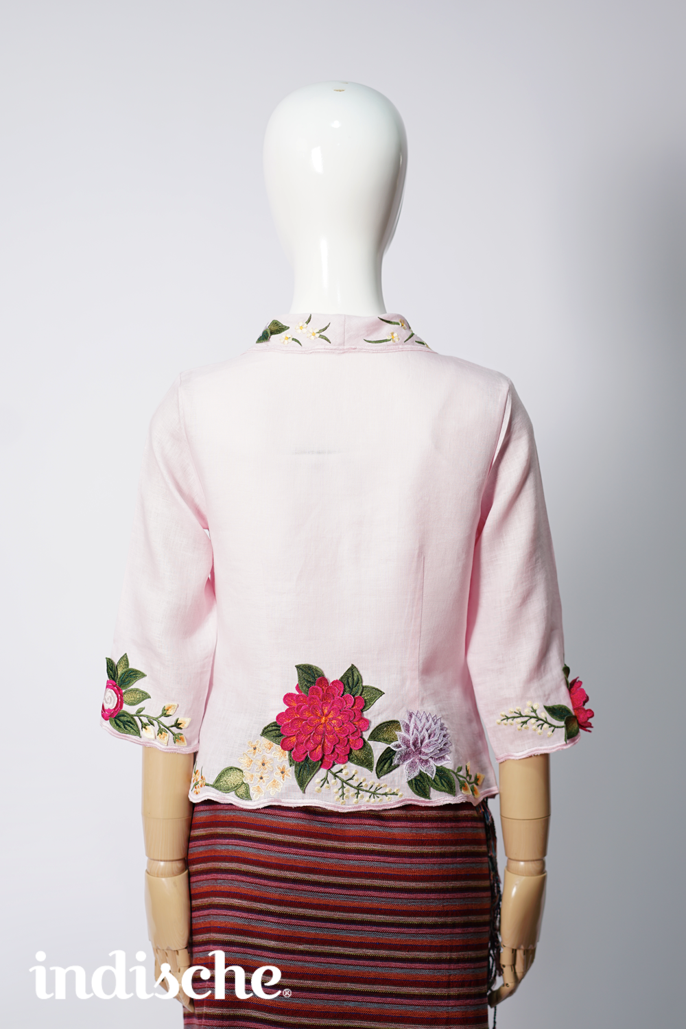 Wild Garden Kebaya in Linen Baby Pink