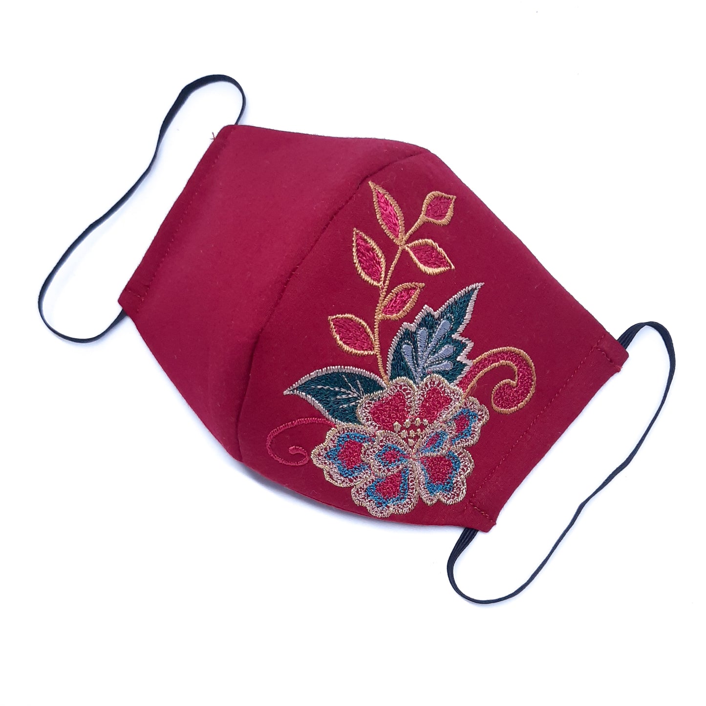 Maroon Peonies Facemask