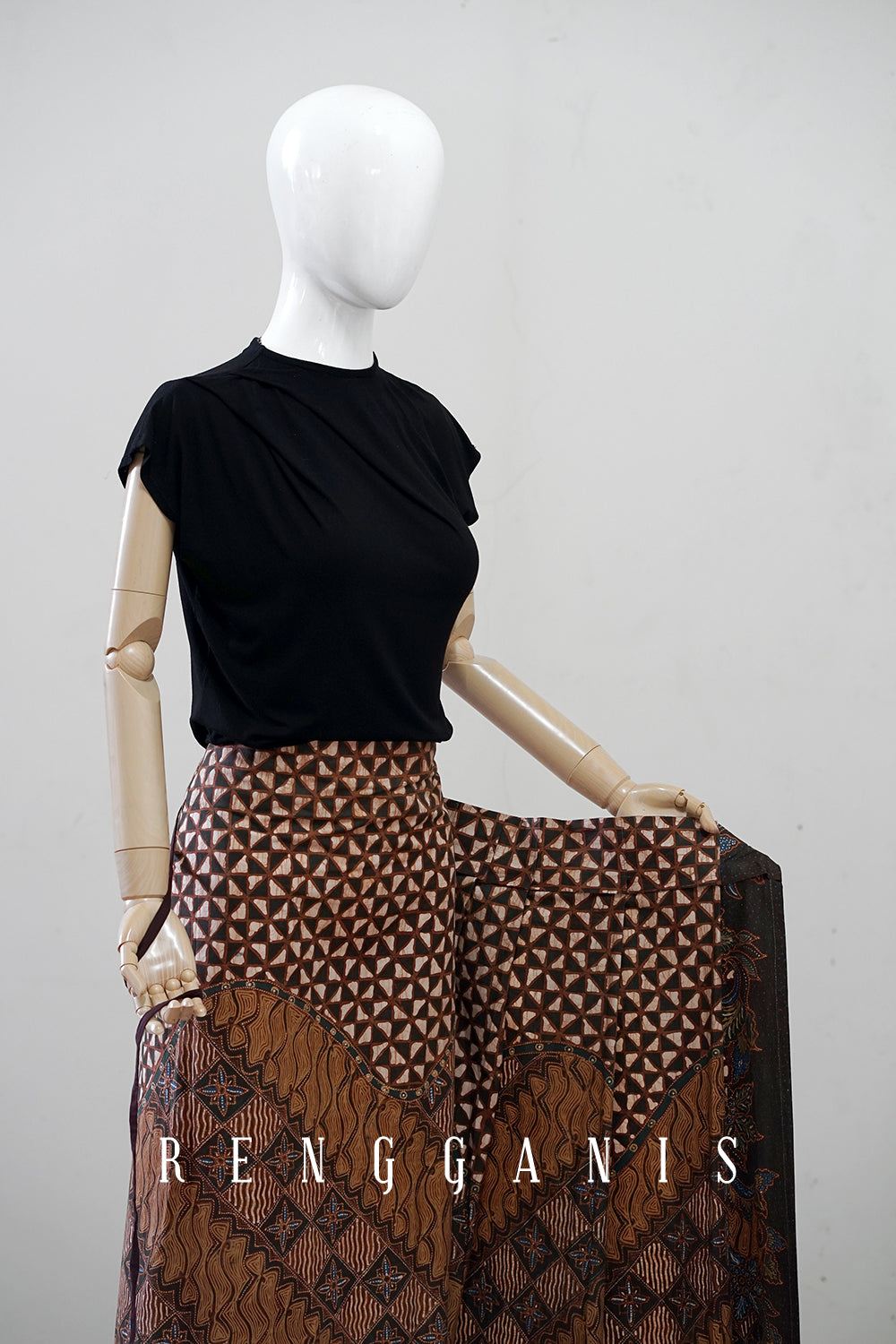 Uncut Batik Sarong Skirt with Large Pleats