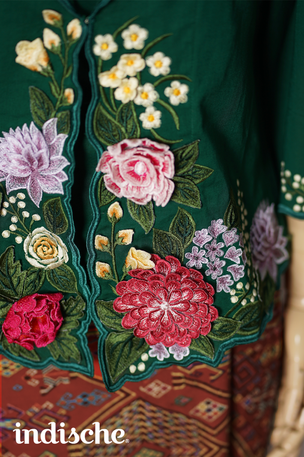 Wild Garden Kebaya in Forest Green