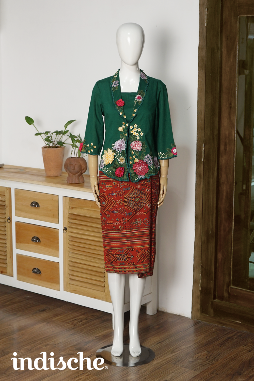 Wild Garden Kebaya in Forest Green