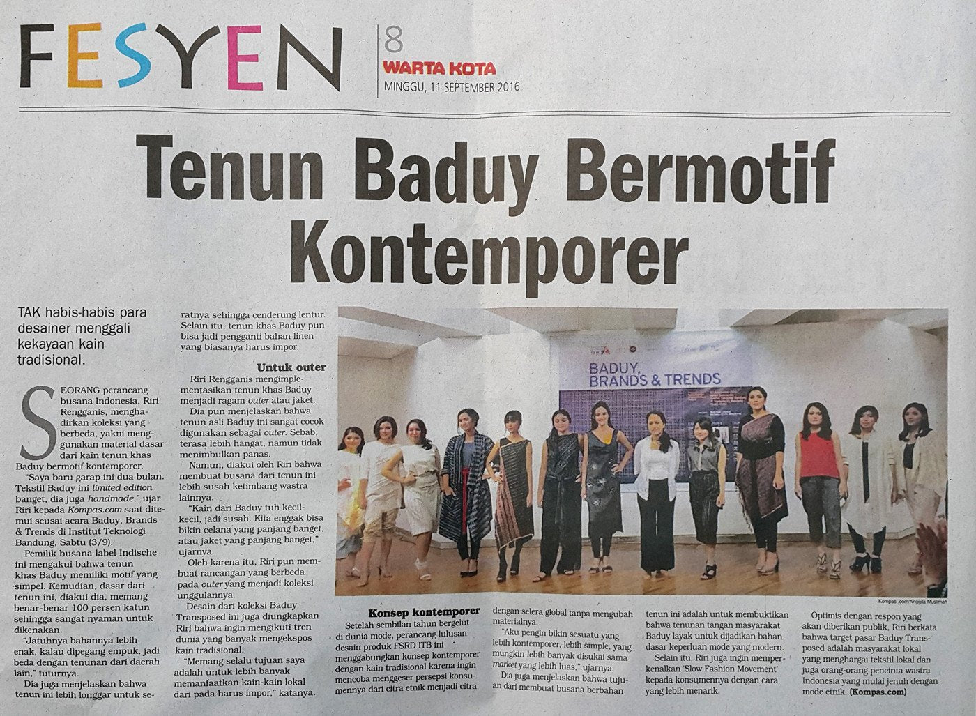 Warta Kota : Tenun Baduy Bermotif Kontemporer