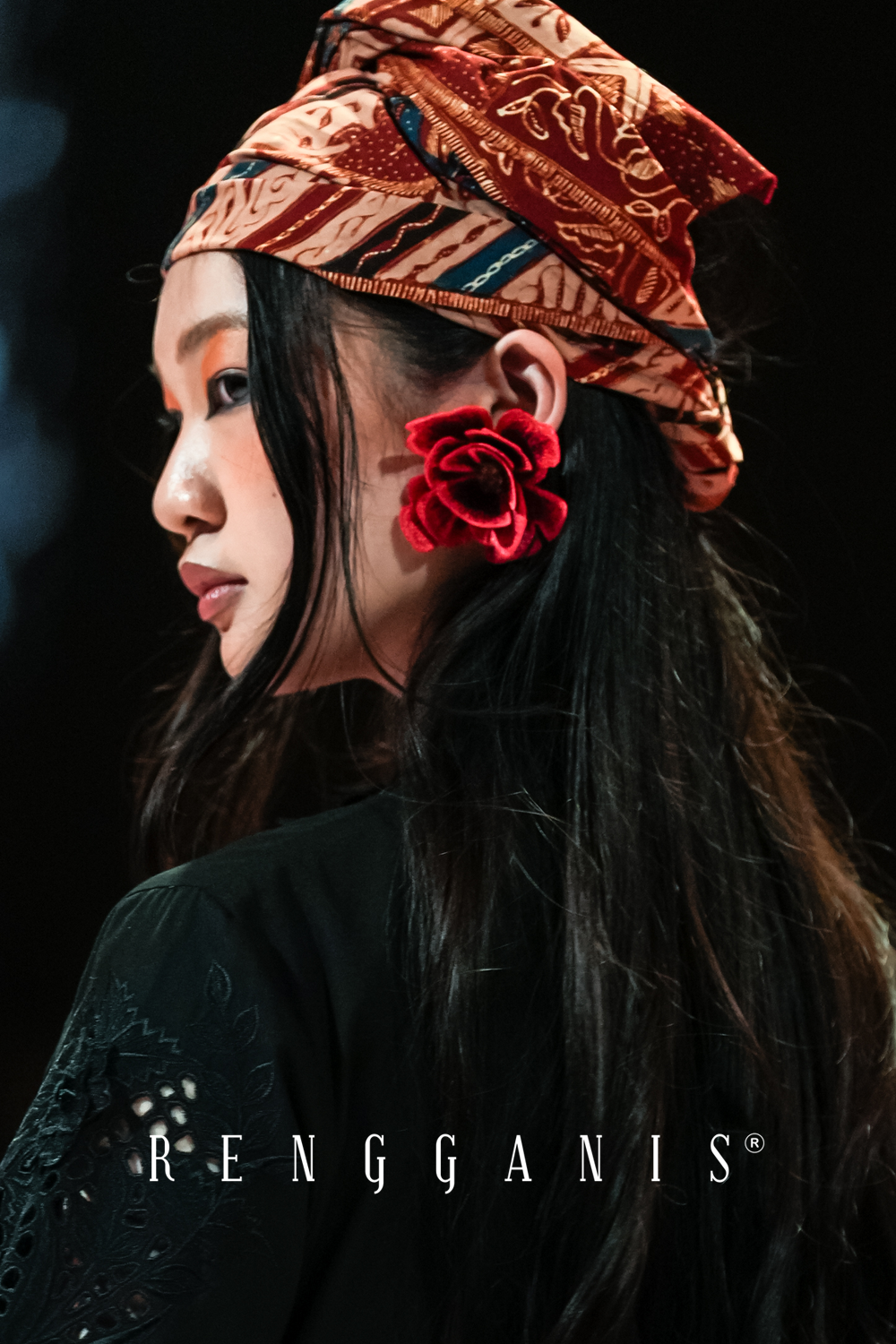 Post Earrings in Red 3D Flower
