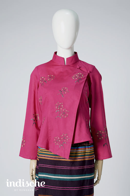 Long Sleeved Kebaya Beskap Adas in Fuschia