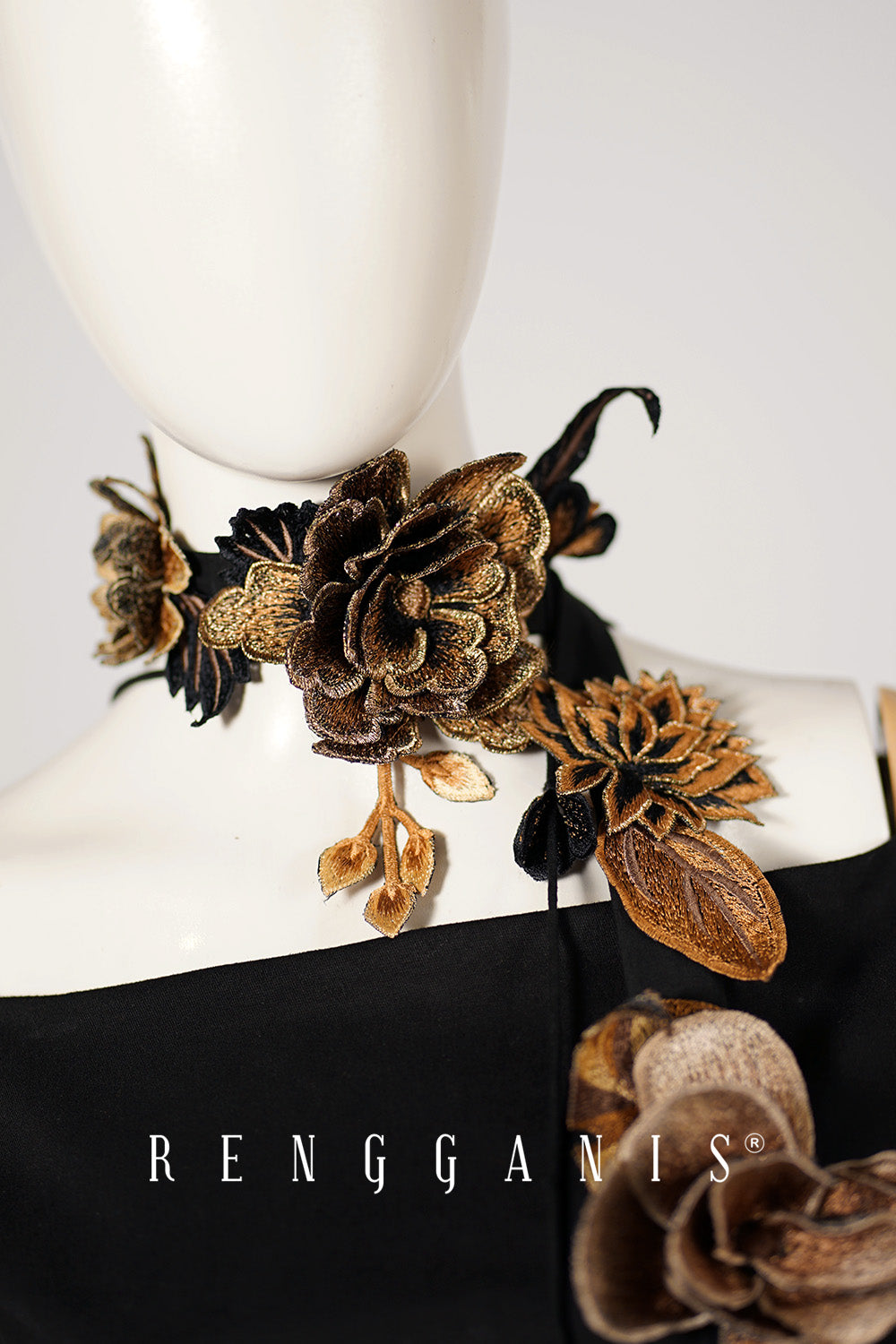 Wild Garden Scarf in Black & Gold