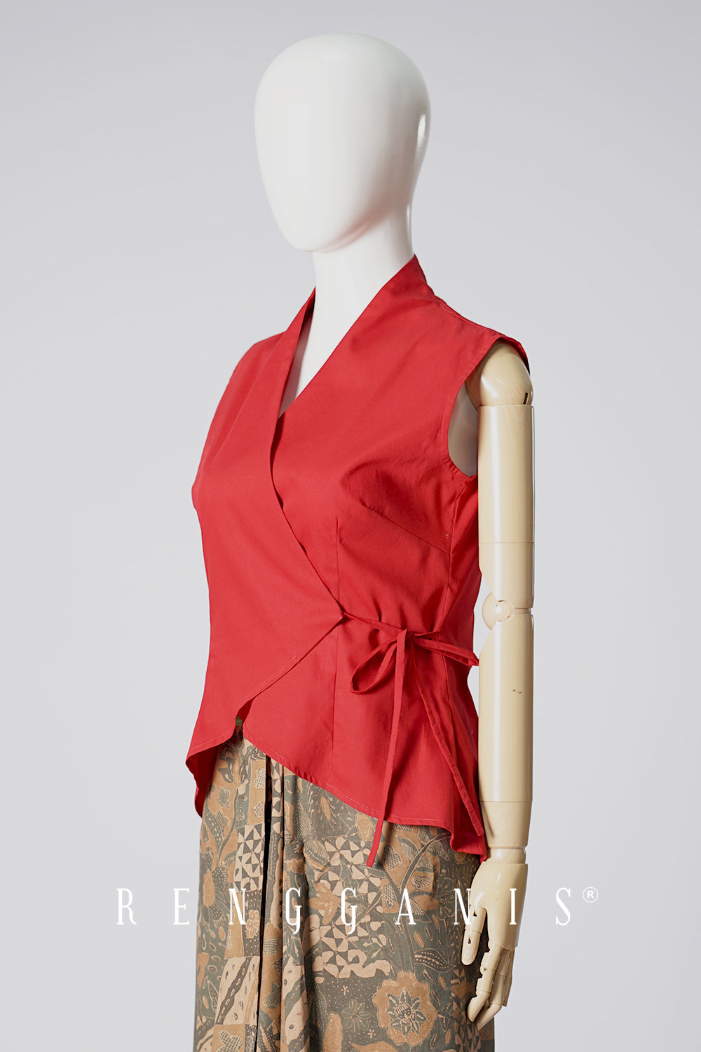Sleeveless Wrap Top in Red