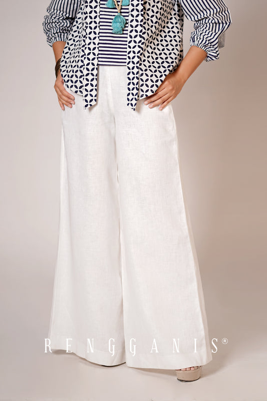Linen Palazzo Pants in White