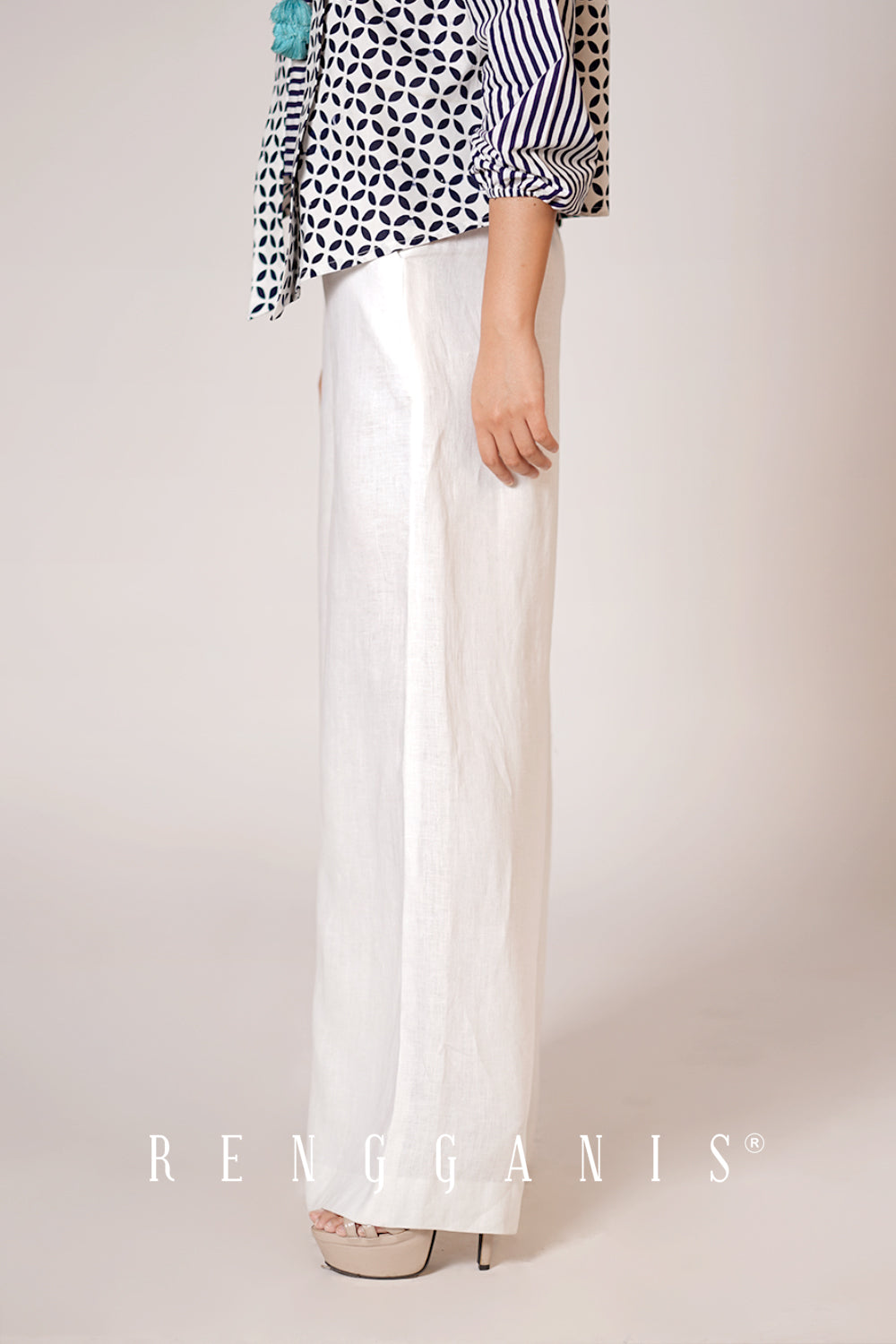 Linen Palazzo Pants in White