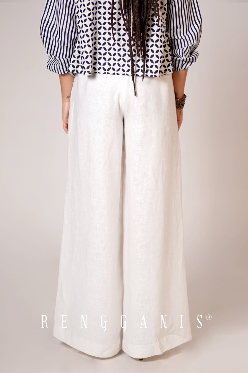 Linen Palazzo Pants in White