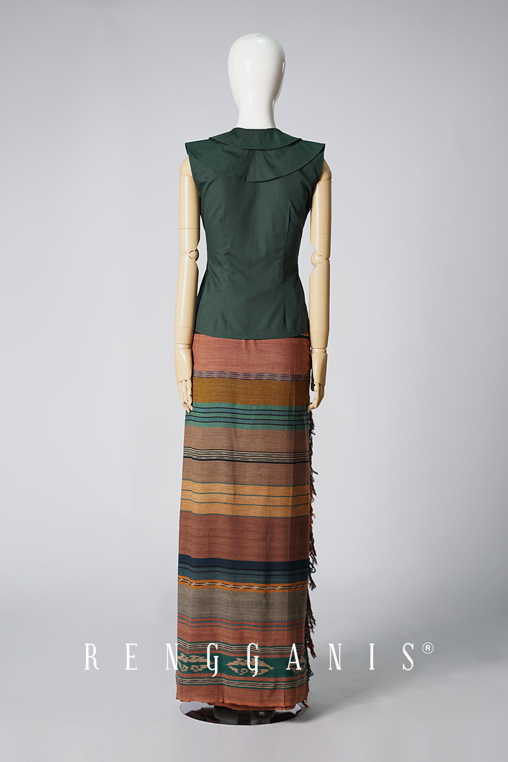 Sleeveless Laras Ruffled Top in Dark Green