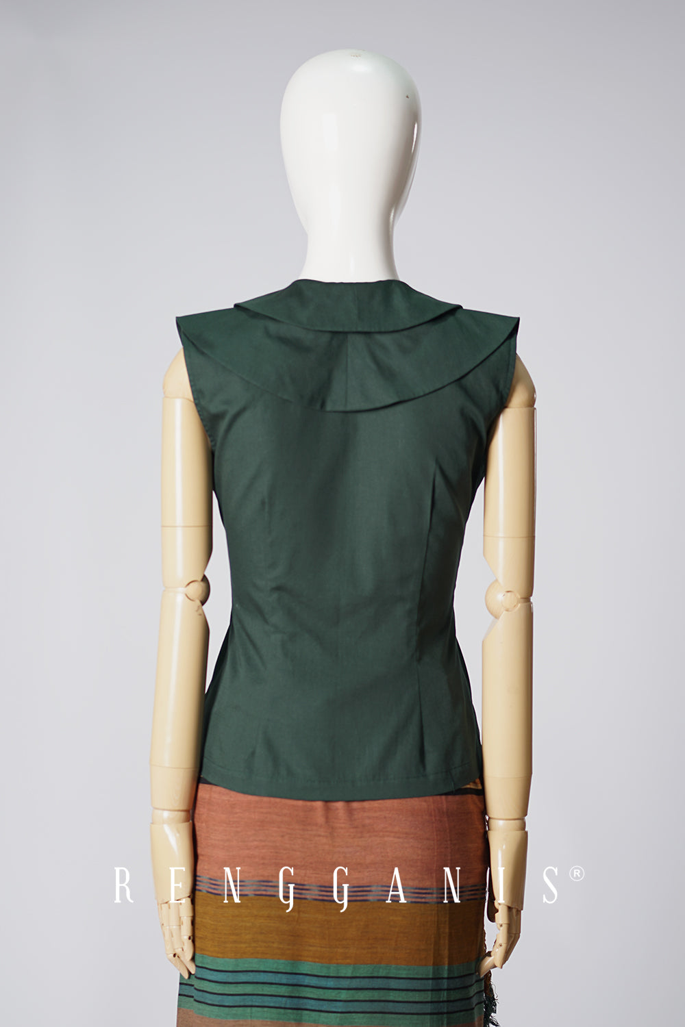 Sleeveless Laras Ruffled Top in Dark Green
