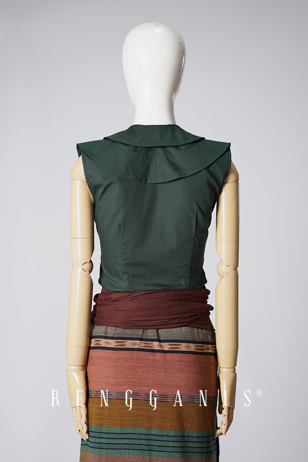 Sleeveless Laras Ruffled Top in Dark Green