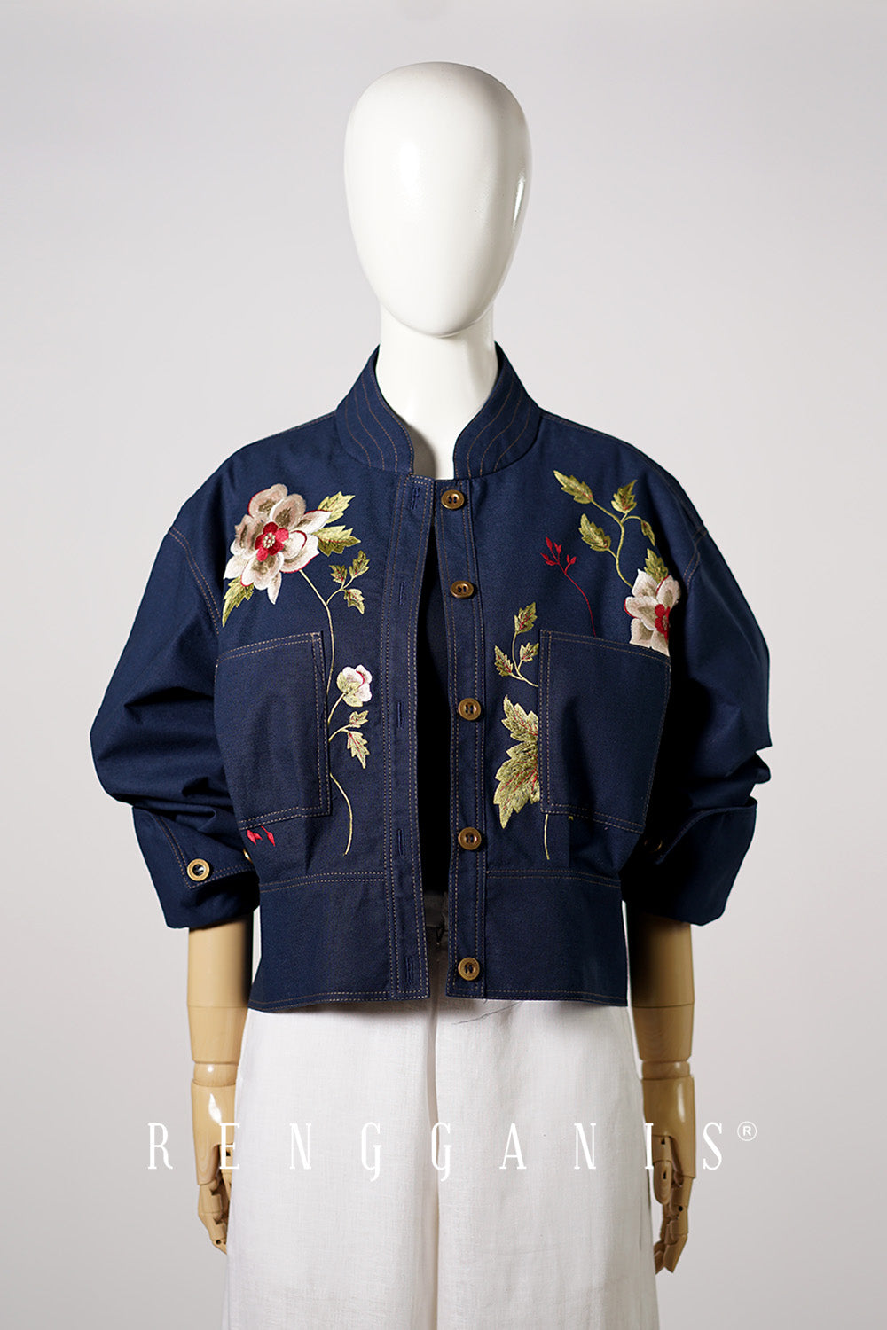 Briana Bomber Jacket in Navy Blue