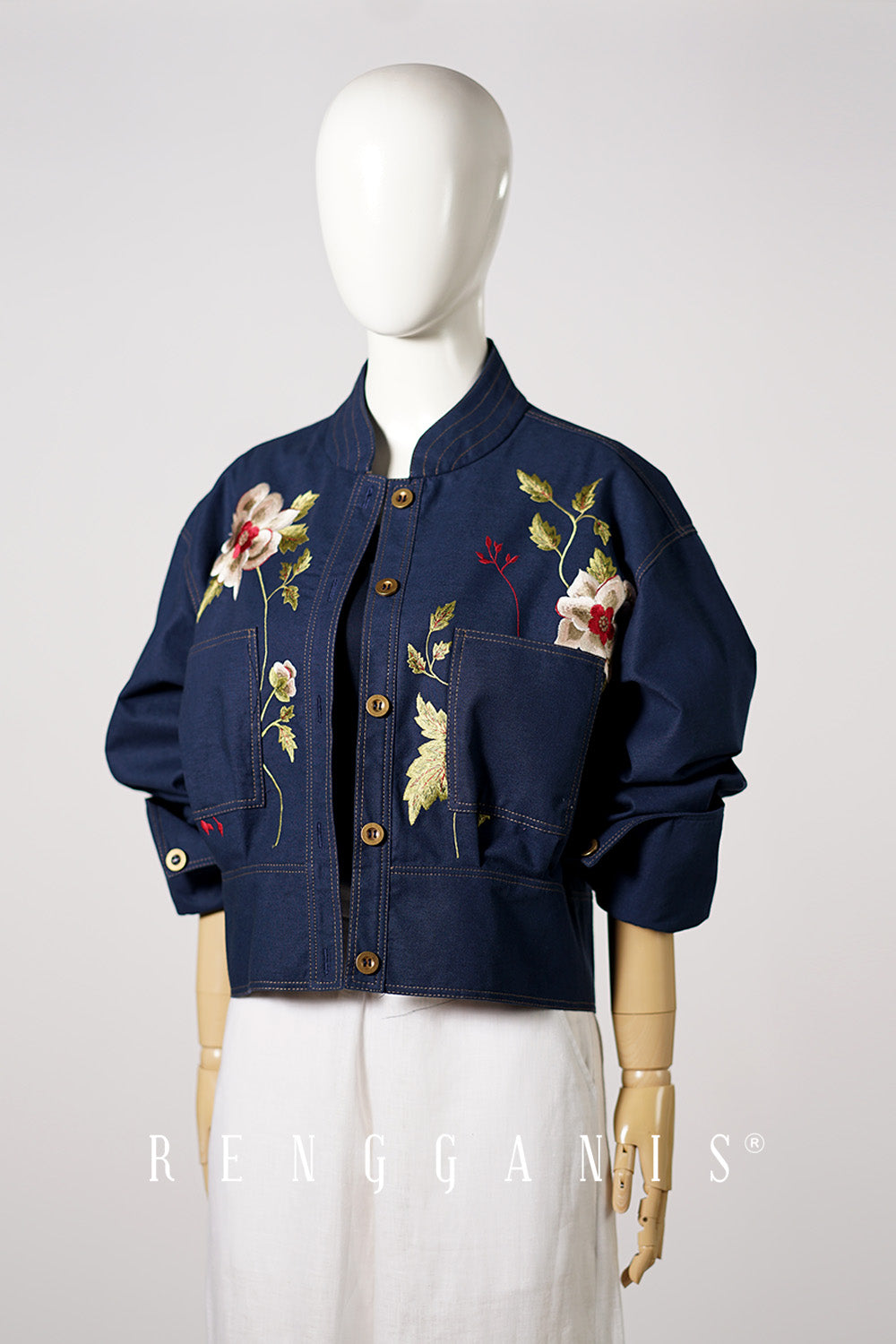 Briana Bomber Jacket in Navy Blue