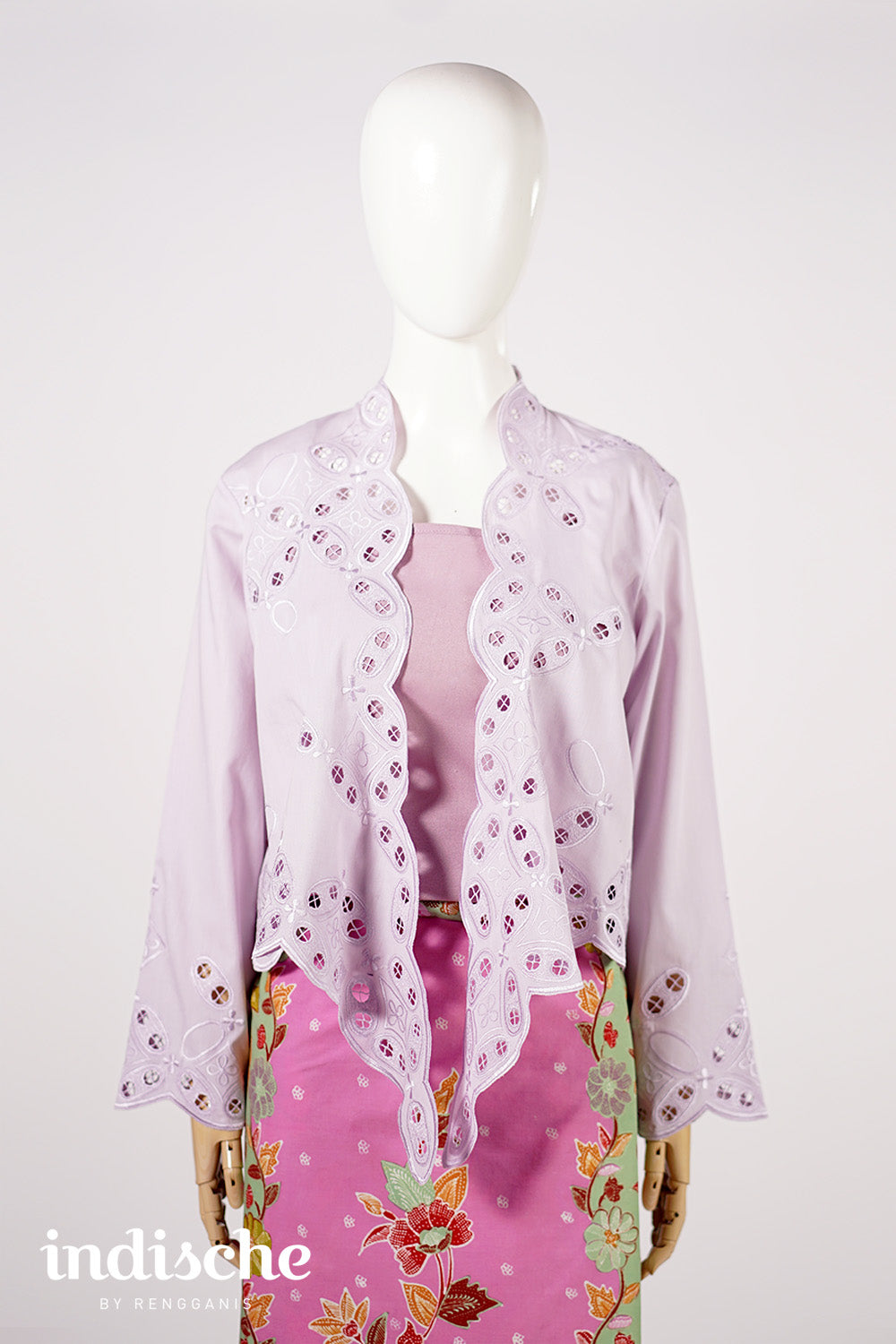 Kawung Bolero with Tied Waist in Soft Lilac