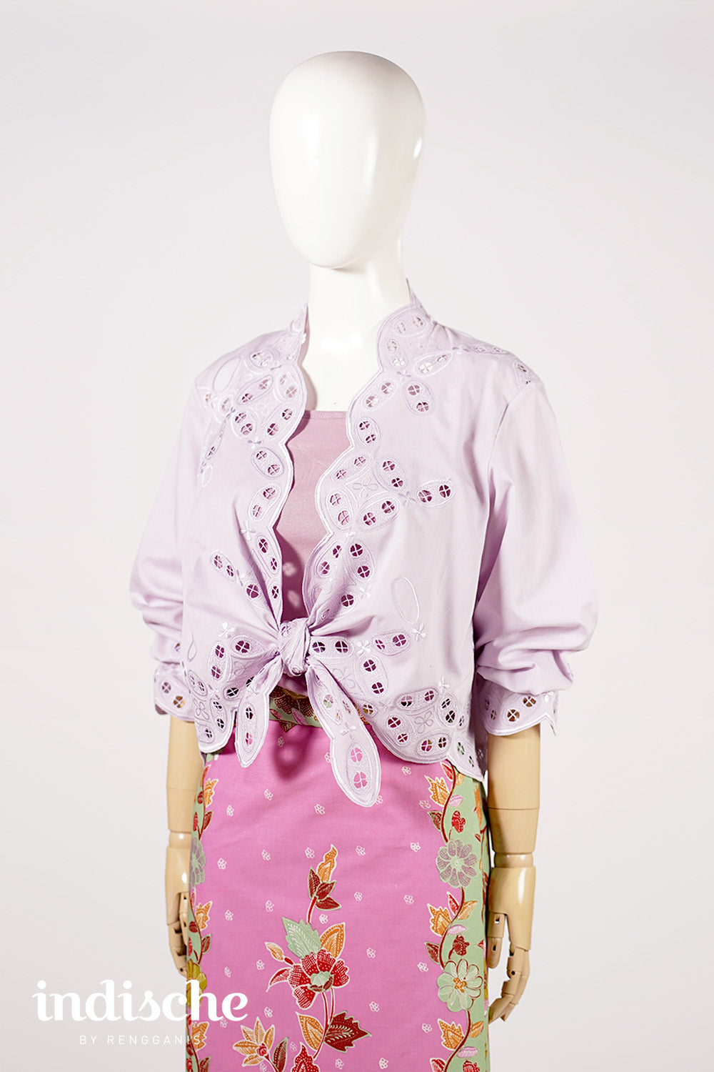 Kawung Bolero with Tied Waist in Soft Lilac