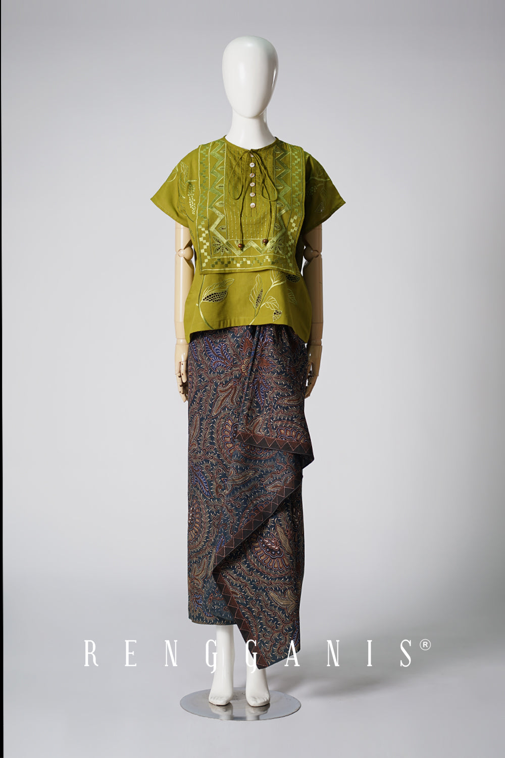 Lada Layered Top in Olive Green