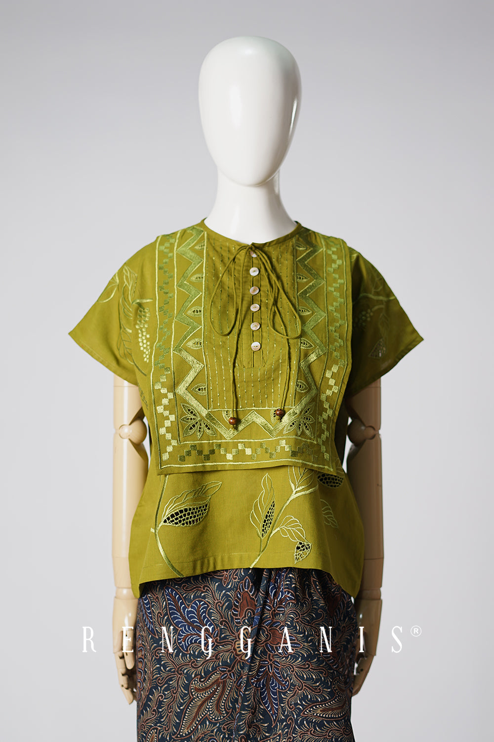 Lada Layered Top in Olive Green