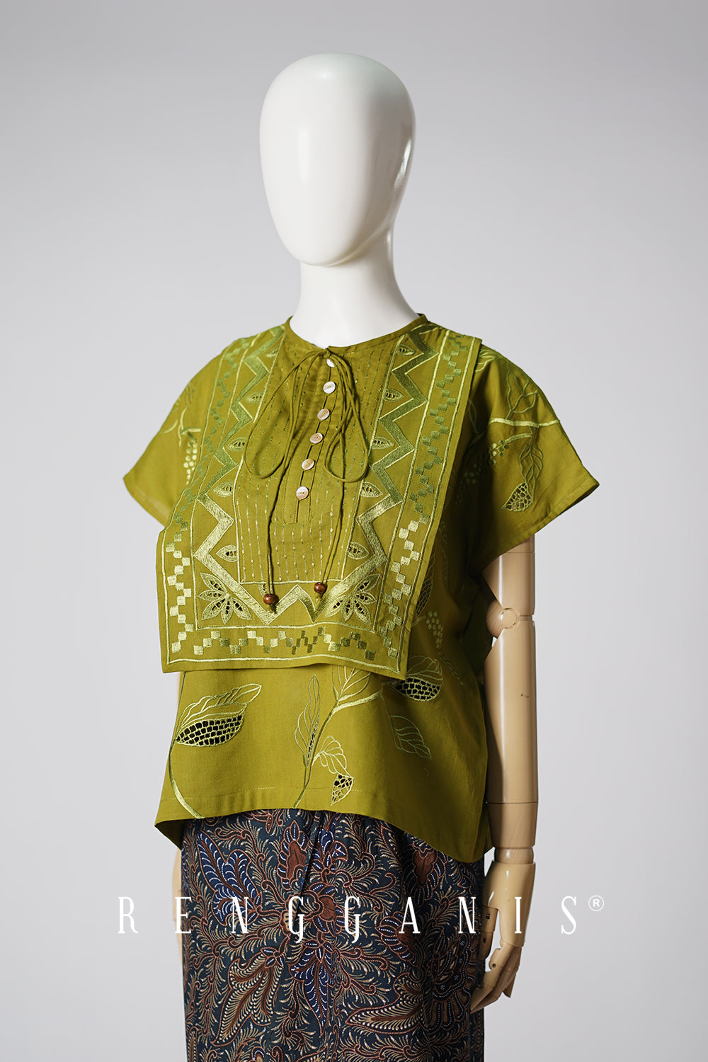 Lada Layered Top in Olive Green