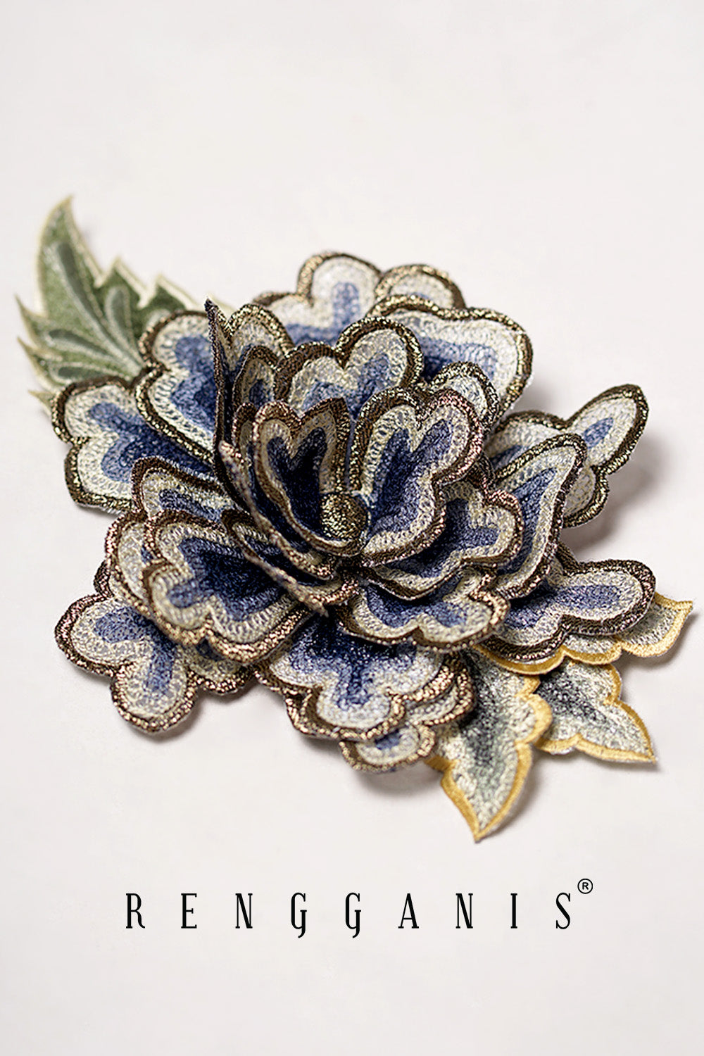 3D Hand Embroidered Peonies Brooch