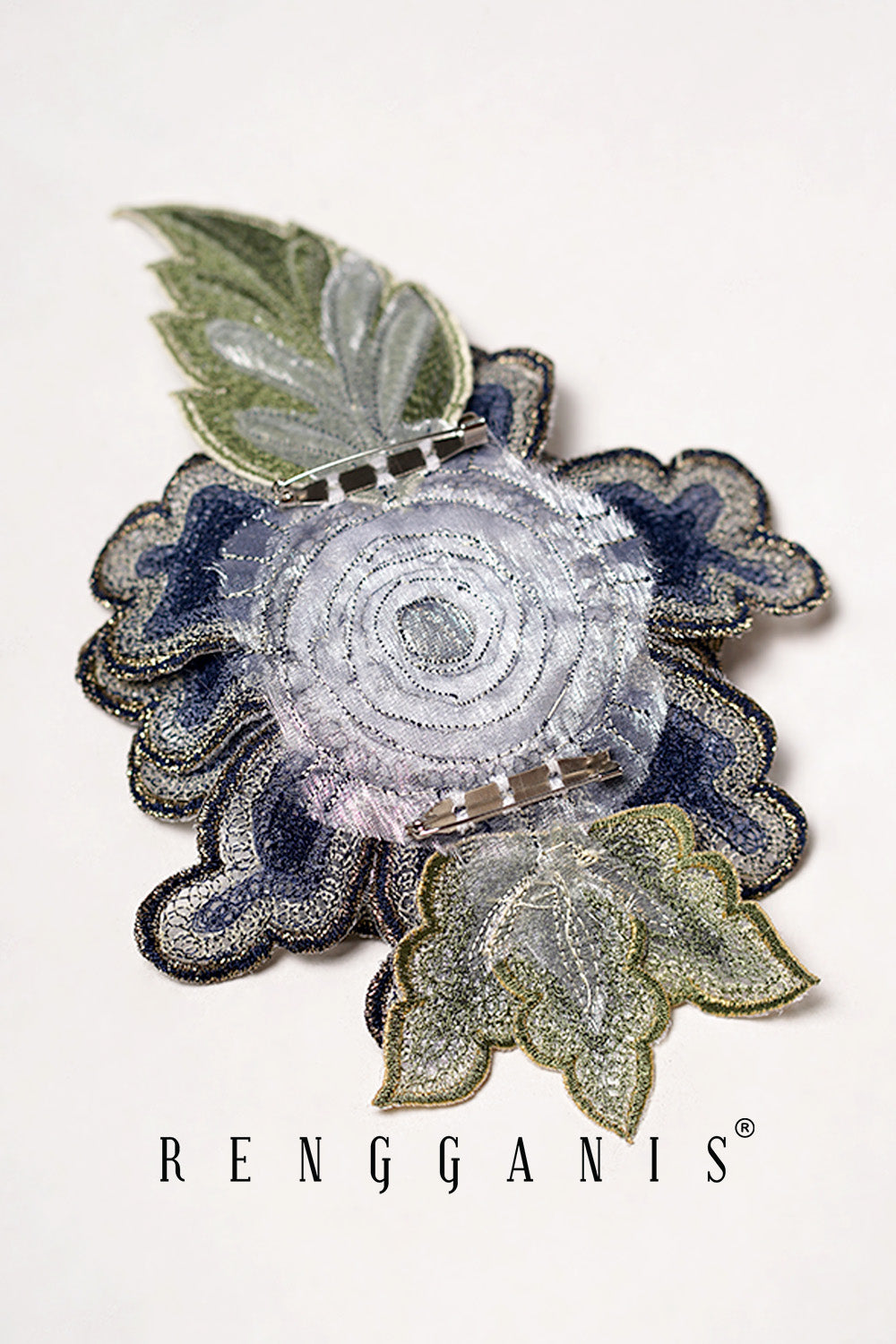 3D Hand Embroidered Peonies Brooch