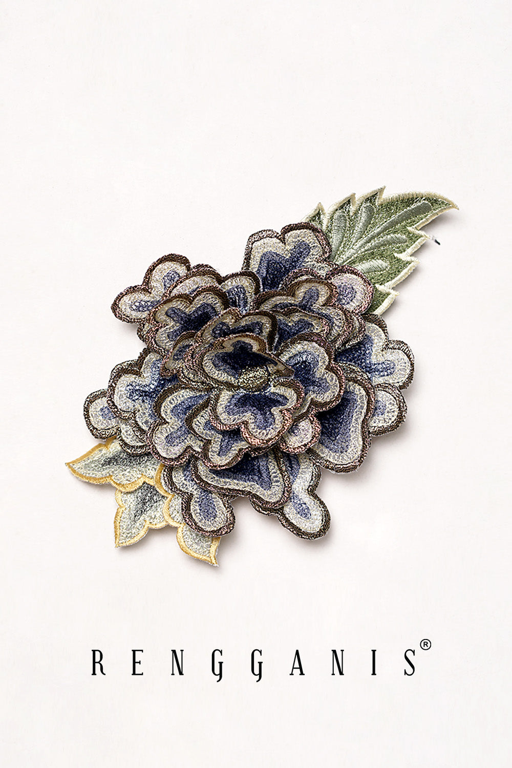 3D Hand Embroidered Peonies Brooch