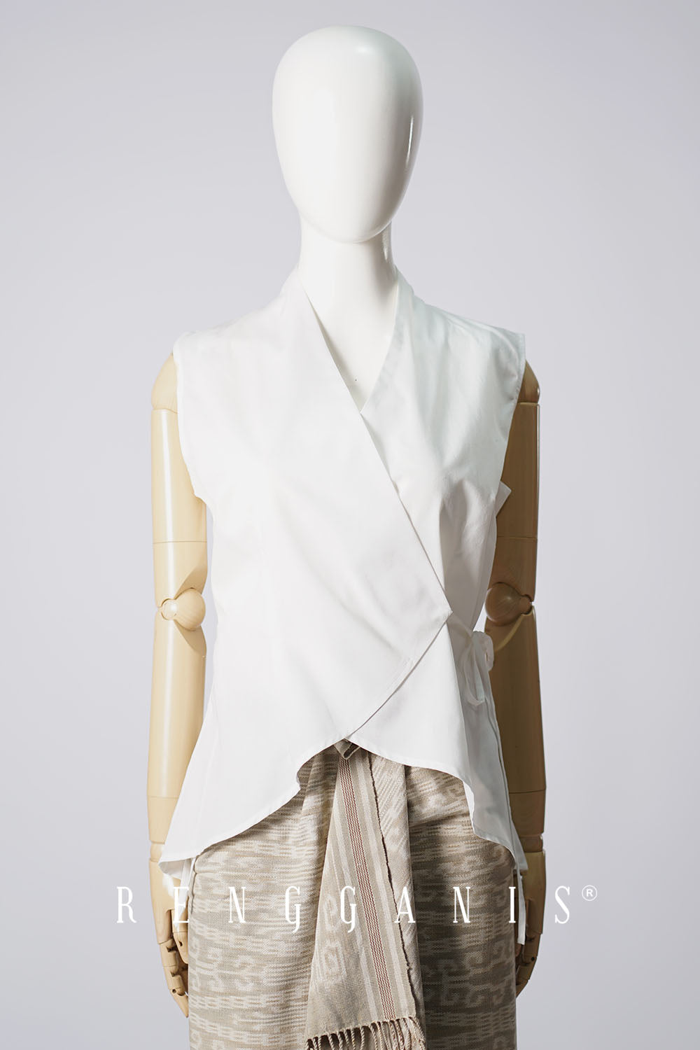 Sleeveless Wrap Top in Broken White