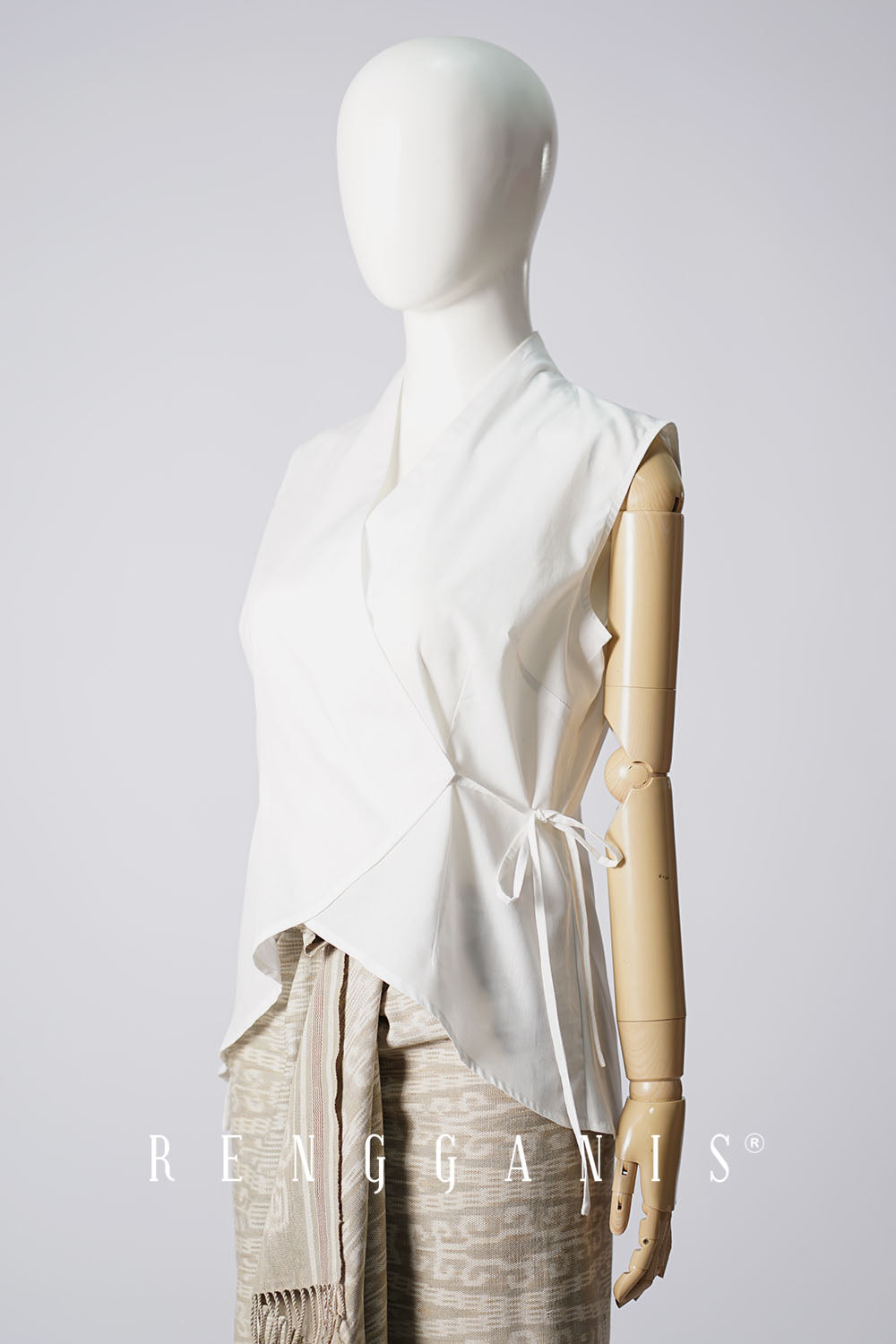 Sleeveless Wrap Top in Broken White