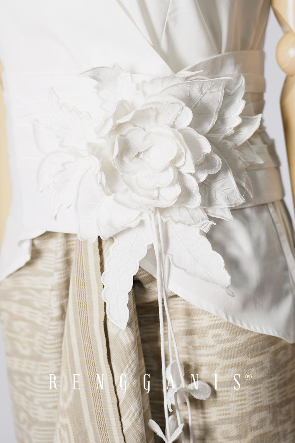 Sleeveless Wrap Top with Bouquet Obi Belt