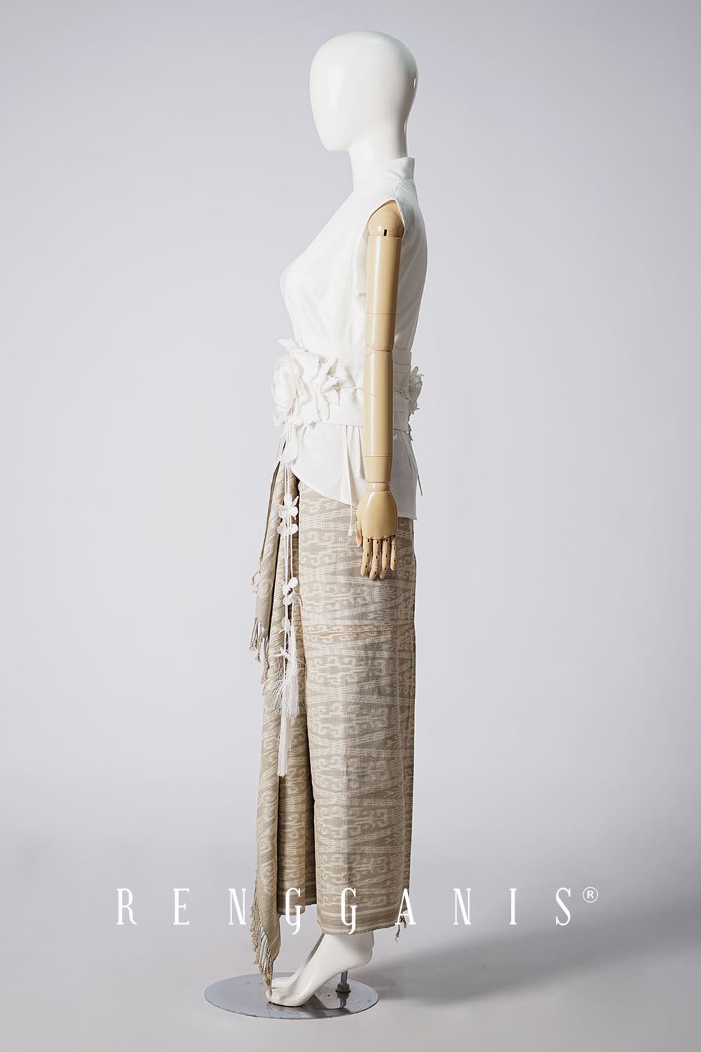 Sleeveless Wrap Top with Bouquet Obi Belt