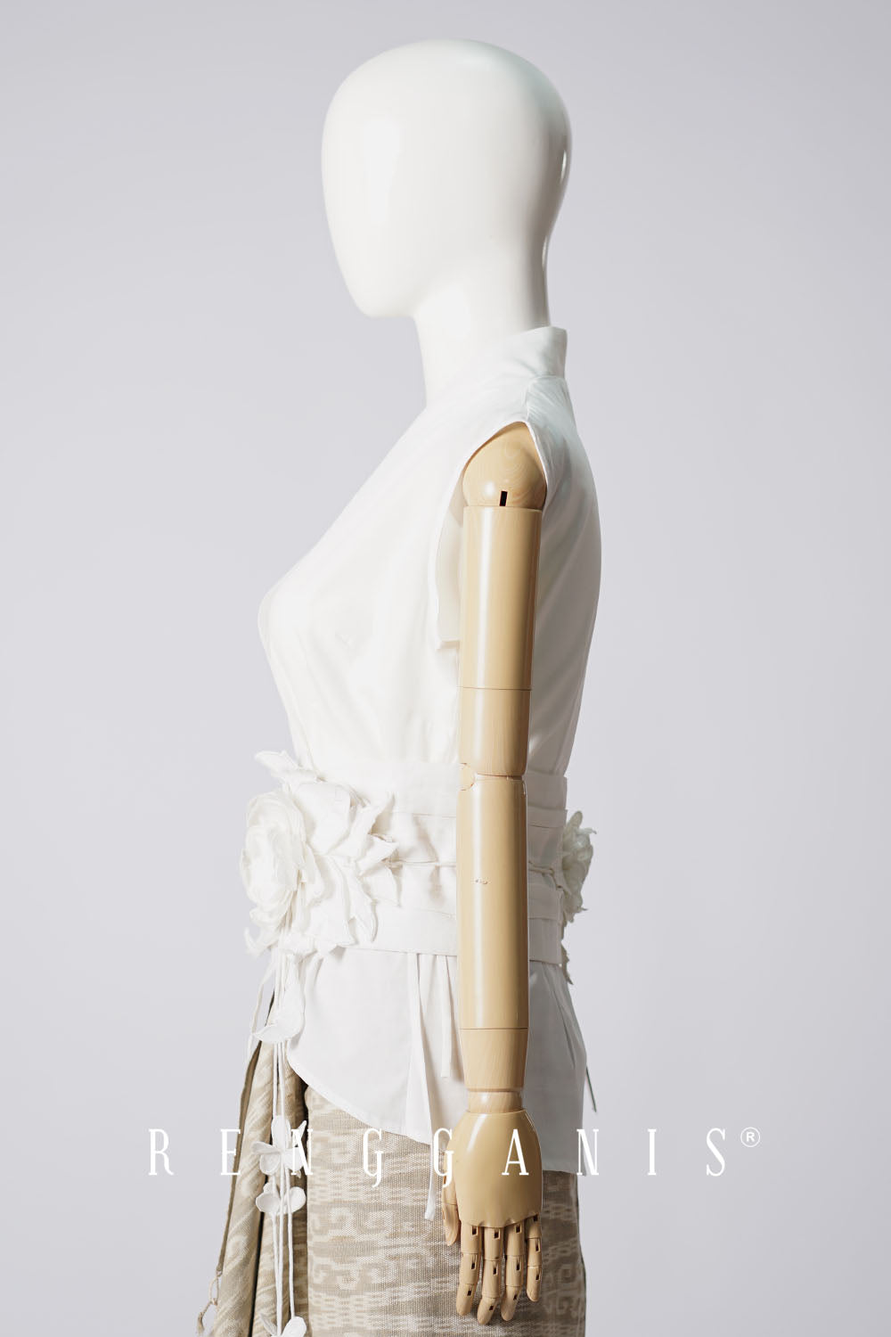 Sleeveless Wrap Top with Bouquet Obi Belt