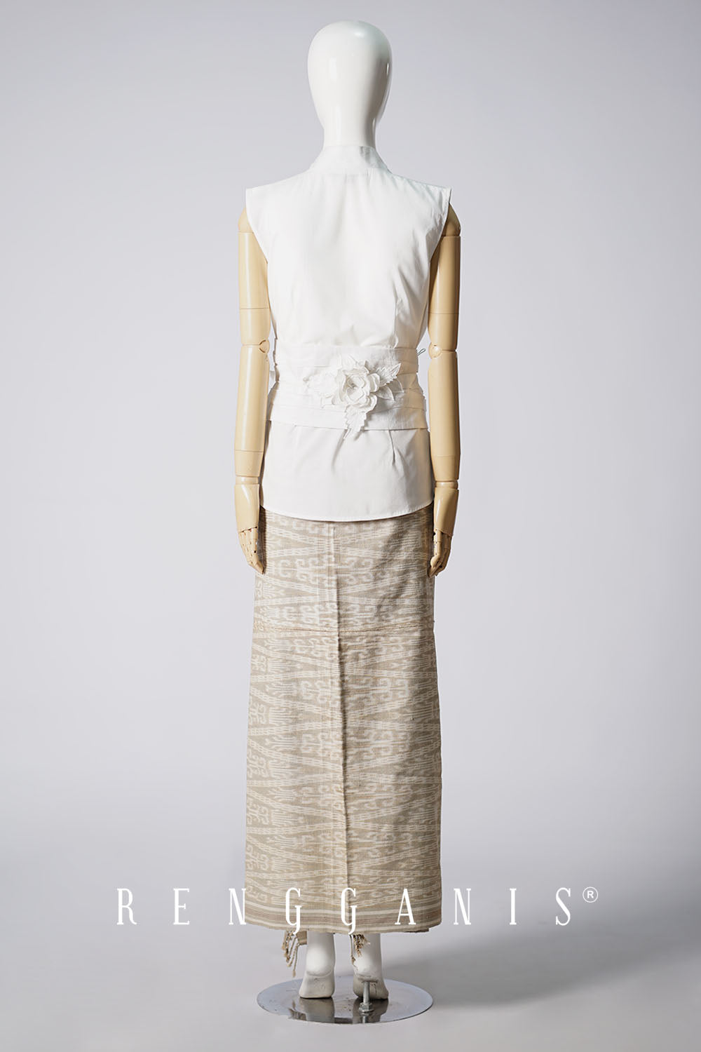 Sleeveless Wrap Top with Bouquet Obi Belt