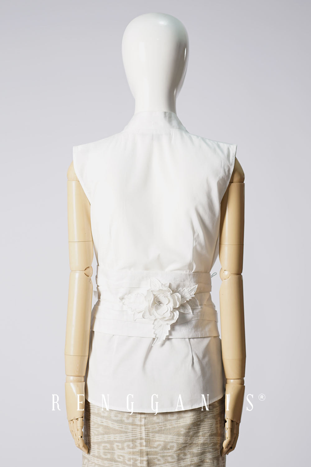 Sleeveless Wrap Top with Bouquet Obi Belt