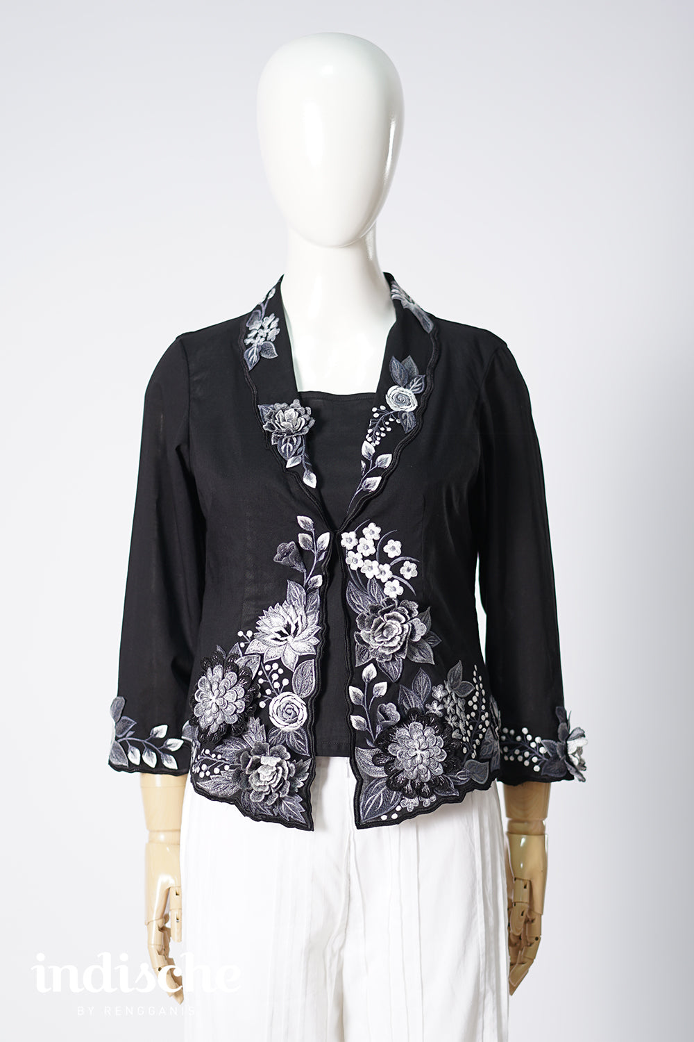 Wild Garden Kebaya in Monochromatic Black & White