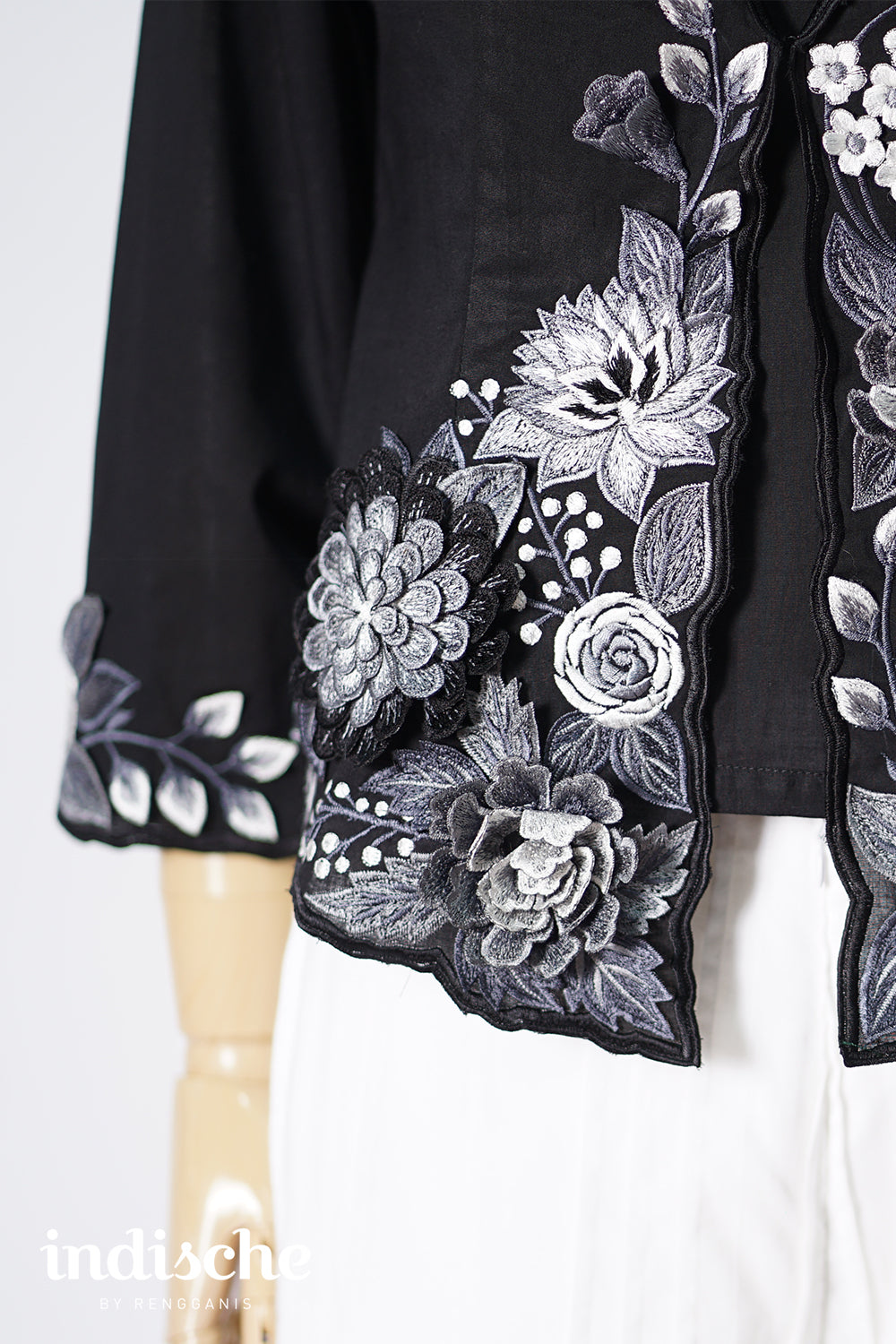 Wild Garden Kebaya in Monochromatic Black & White