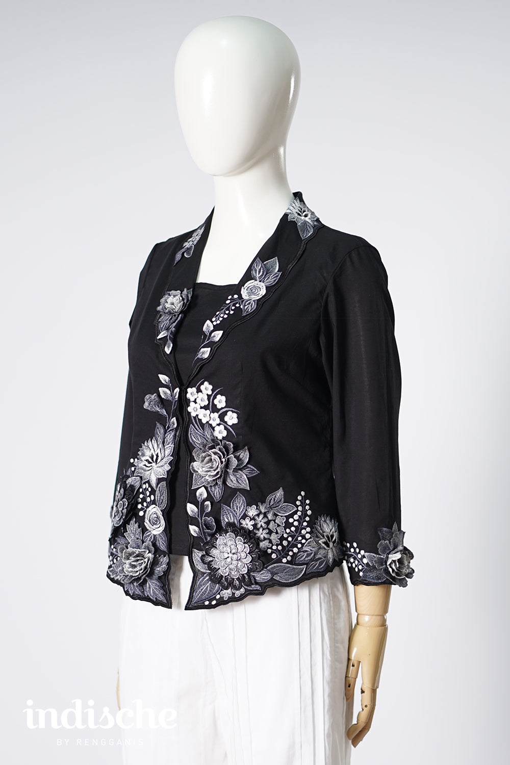 Wild Garden Kebaya in Monochromatic Black & White