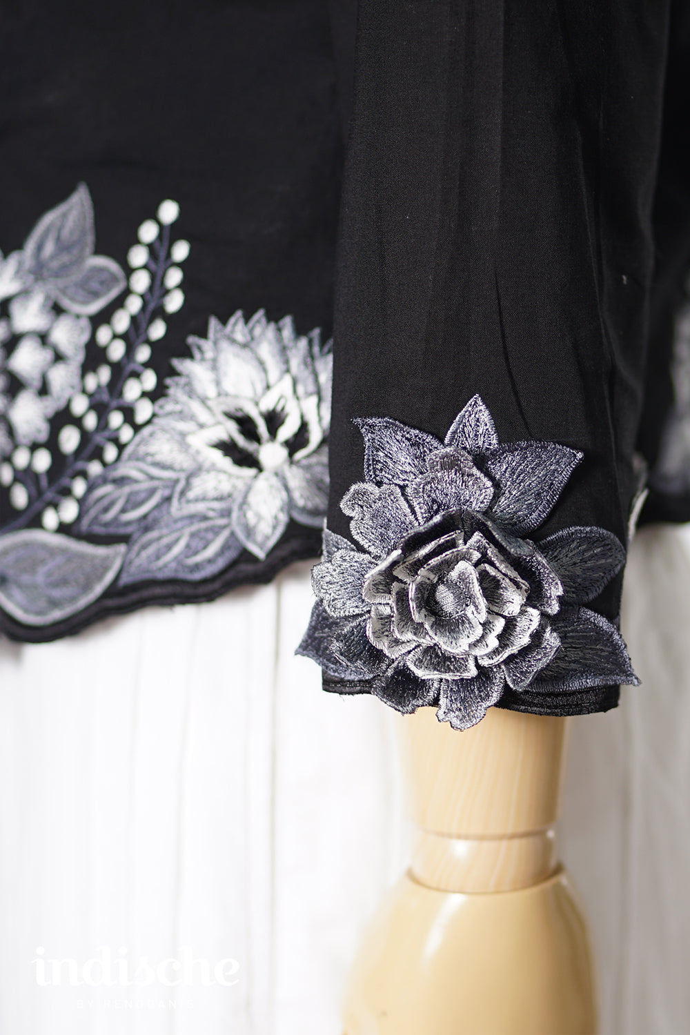 Wild Garden Kebaya in Monochromatic Black & White