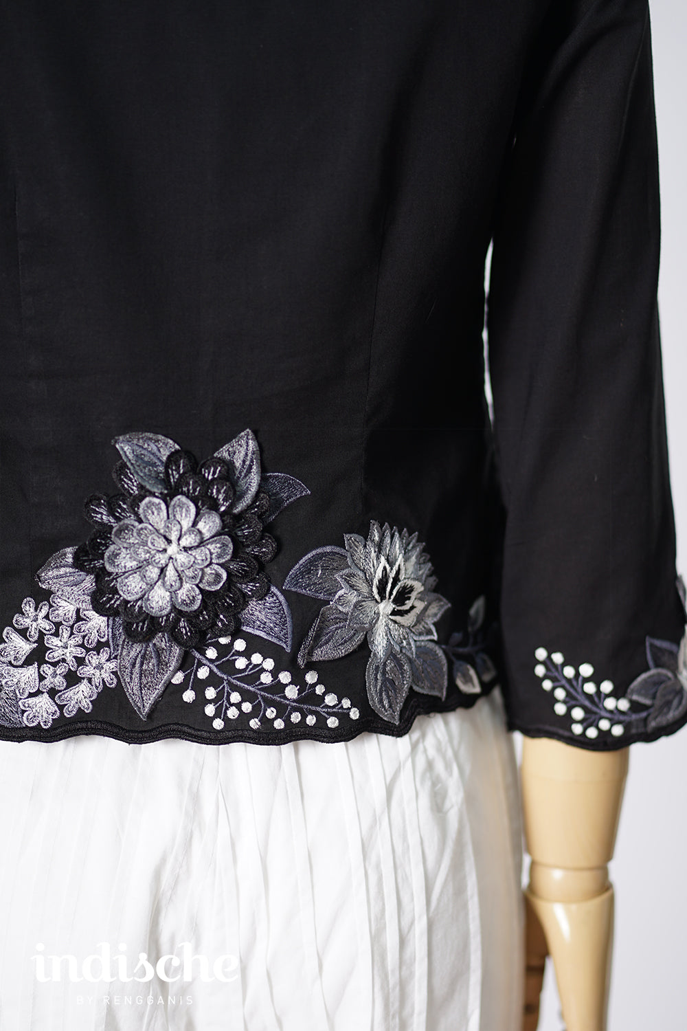 Wild Garden Kebaya in Monochromatic Black & White